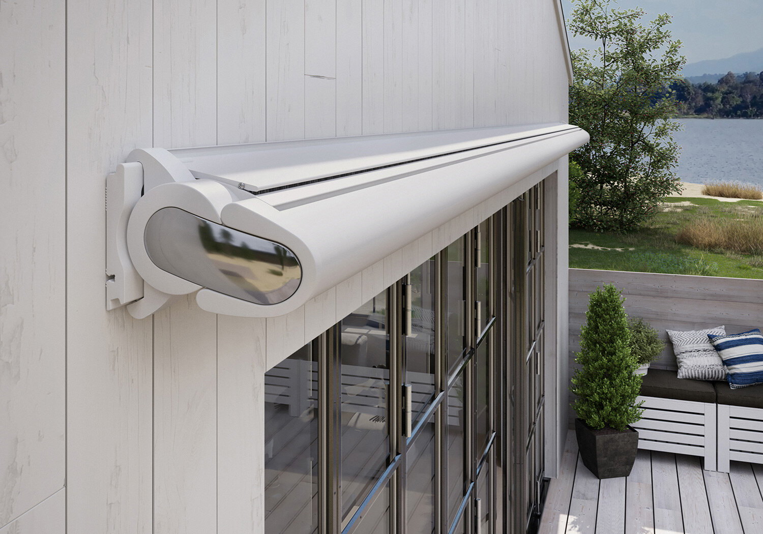 Motorised Awnings Hampshire. We offer motorised awnings across price points from market leading manufacturers such as Markilux, as well as UK manufactured product for a quick turnaround. 