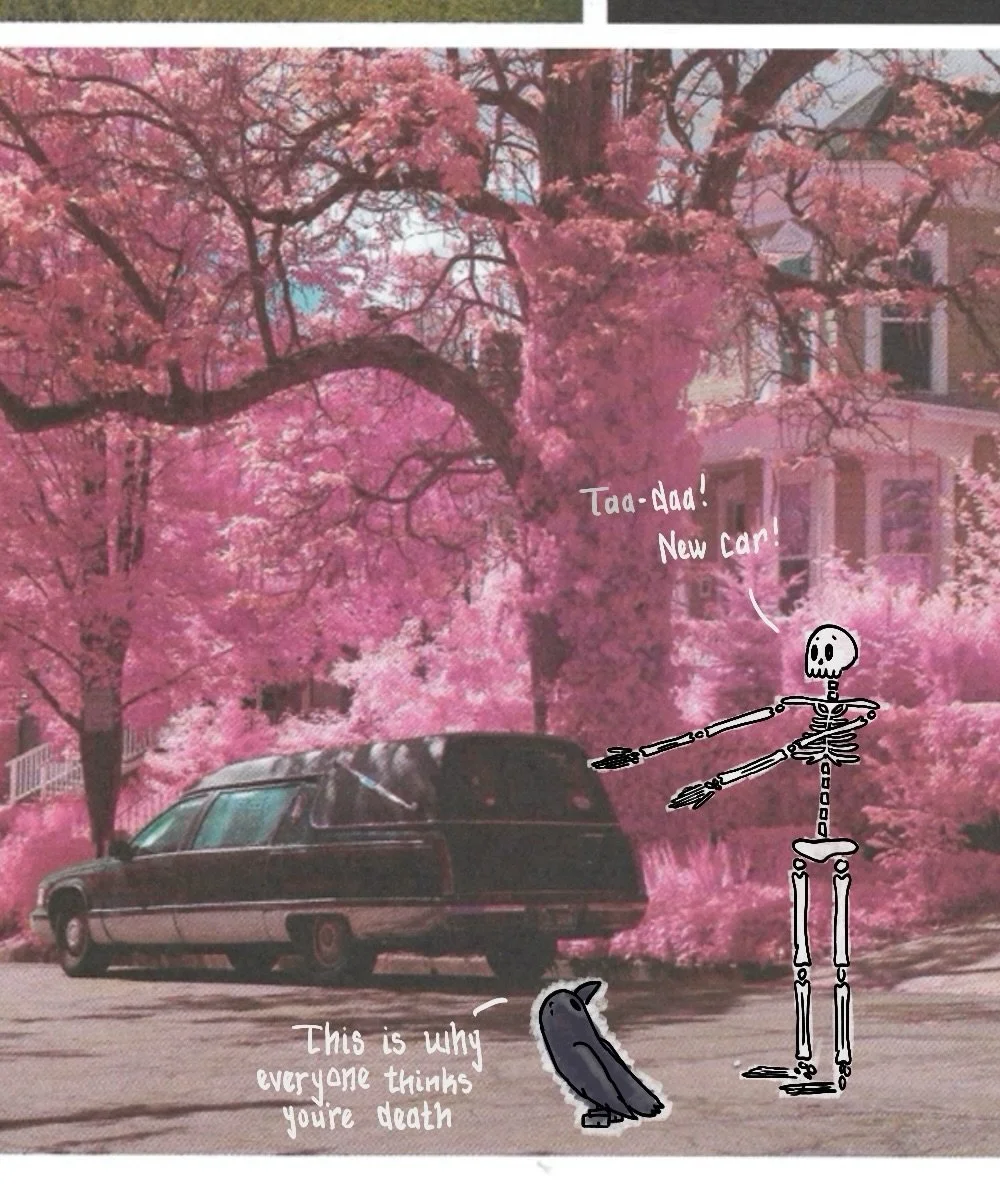 Bones and The Crow explore newspaper clippings
.
#bonesandthecrow #mixedmedia #digitalart #cartoon #comic