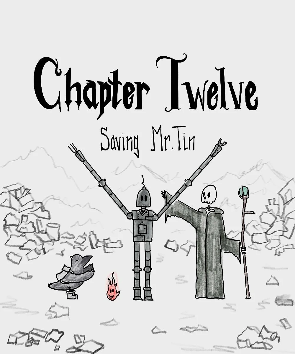 Chapter 12: saving Mr.Tin 
Bones and The Crow are finally back in The Lands after a long journey to find Mr.Tin. Stay tuned to see what adventure is next! 
Don&rsquo;t forget to read previous chapters to catch up!
.
#bonesandthecrow
