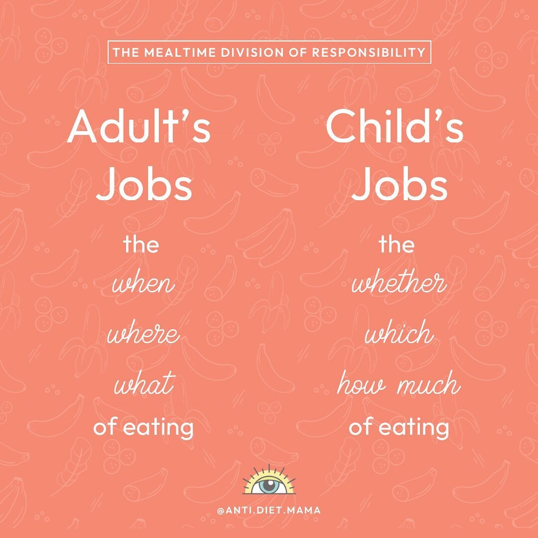 In the world of family mealtimes, understanding roles can transform chaos into harmony! Enter the Mealtime Division of Responsibility (MDR) &ndash; it's a game-changer! 

👩&zwj;🍳 Adult's Job - Where, What, When: As adults, we're in charge of the WH