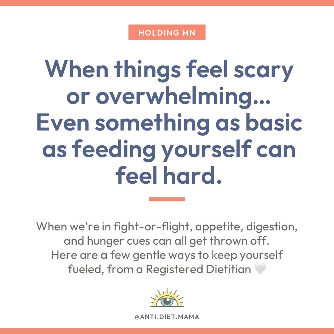 When the world around us feels heavy and terrifying, it&rsquo;s not surprising that basic things like eating regular meals can feel so hard. But resisting food, underfueling, or restricting in the name of &ldquo;control&rdquo; rarely helps &mdash; es