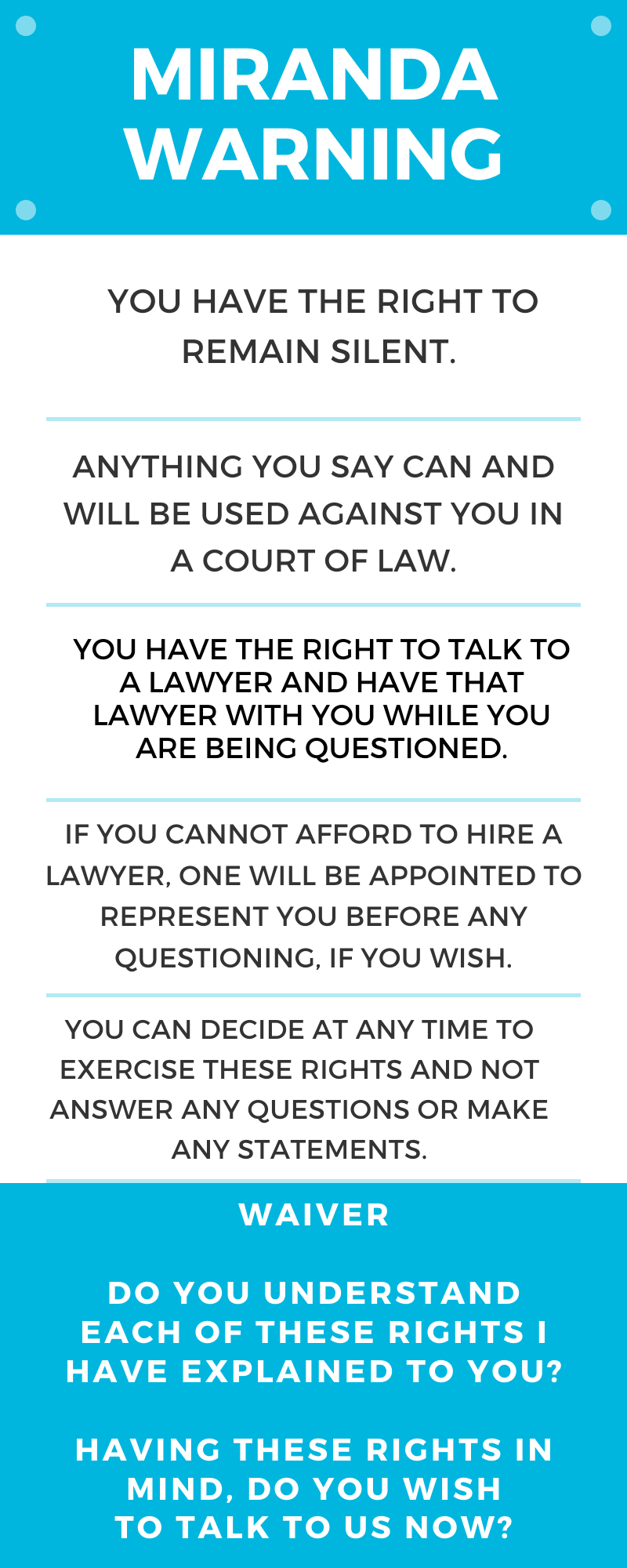 What Is Miranda and What Do I Do If My Rights Were Not Read? — Petrovich &  Walsh, PLC
