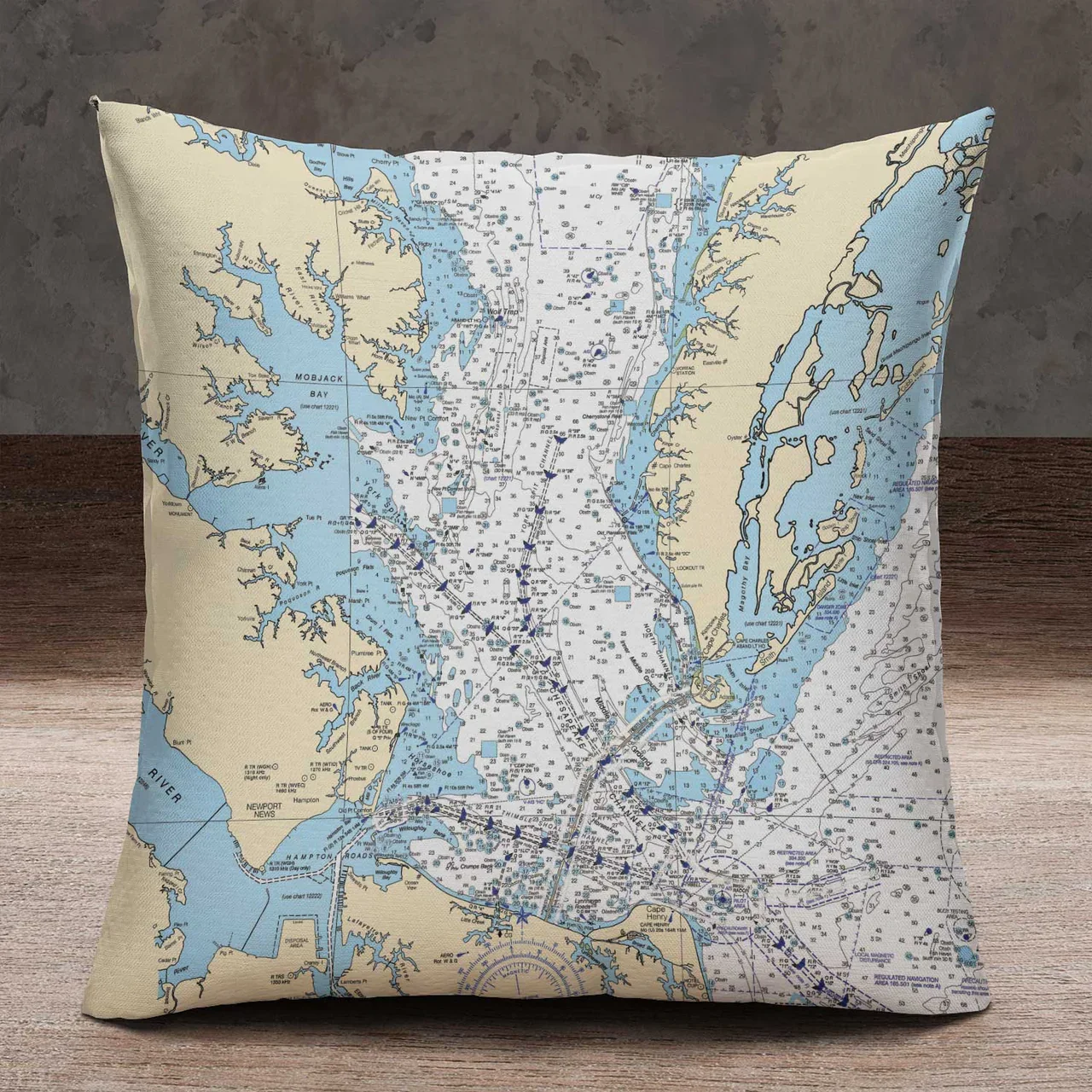 Square Pillowcase- St Andrews Bay Nautical Chart *PREORDER ONLY*