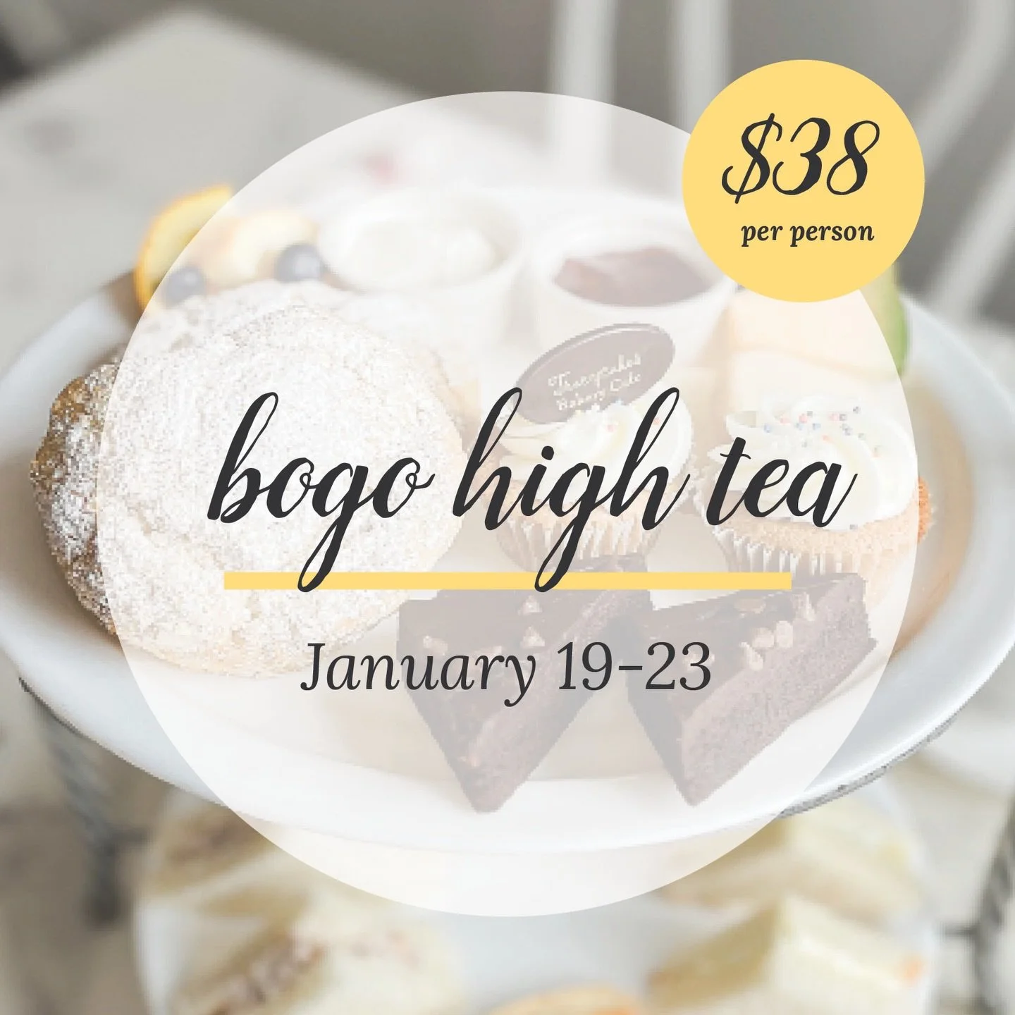 ☕✨ BOGO High Tea is here! ✨☕
Bring a friend and enjoy a high tea experience for $38 per person.
📅 Weekdays only | January 19&ndash;23
Perfect for a cozy catch-up, mom date, or mid-week treat 💛

📍 Limited availability. Reserve online. Link in bio!