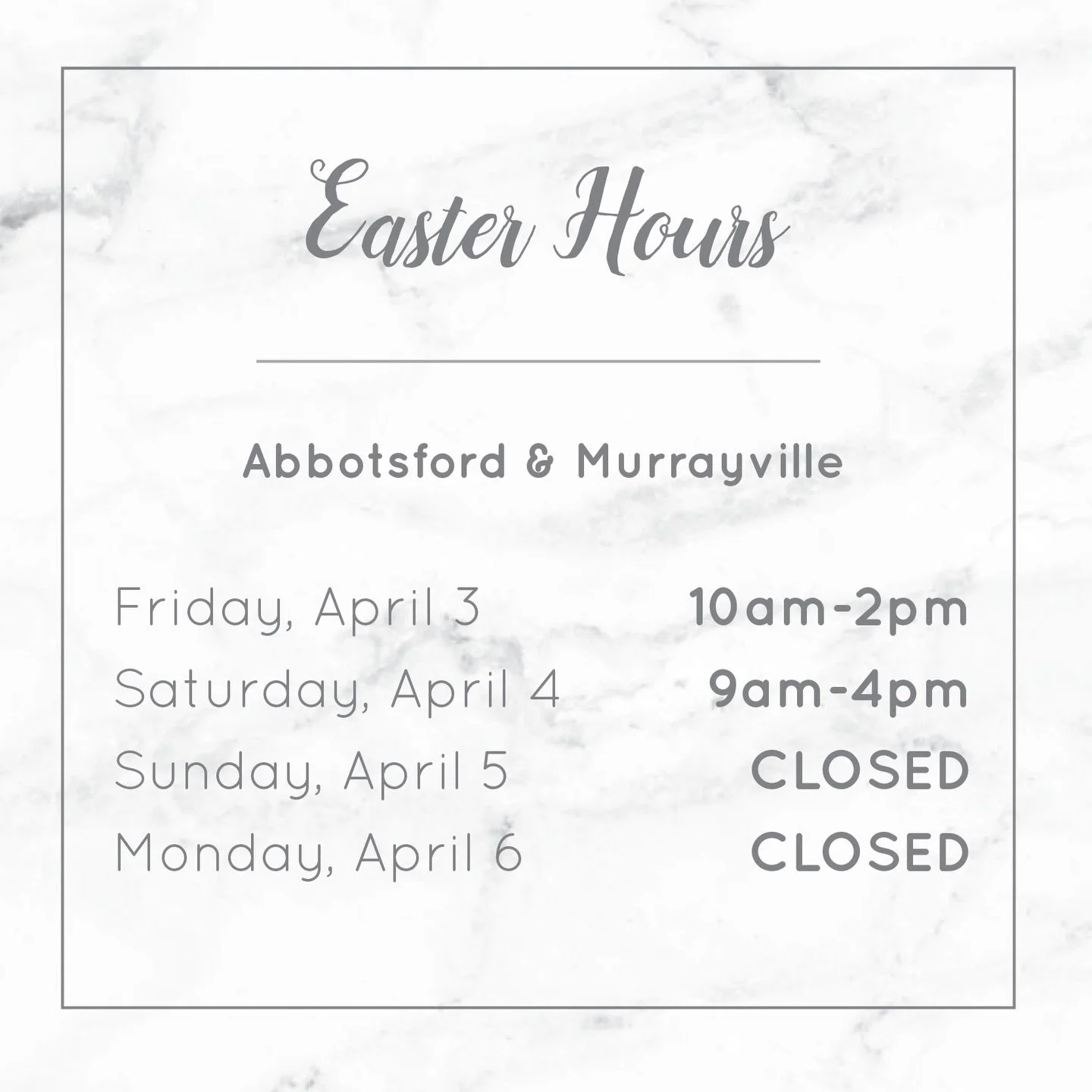 Happy Easter! 🐣✝️🌸
Here are our hours for this weekend!
