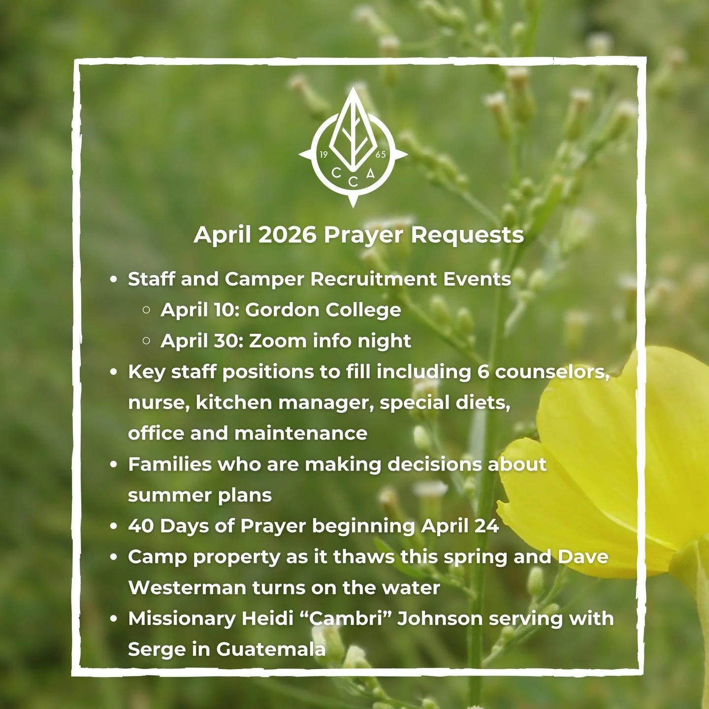 Join us in praying for camp this month!