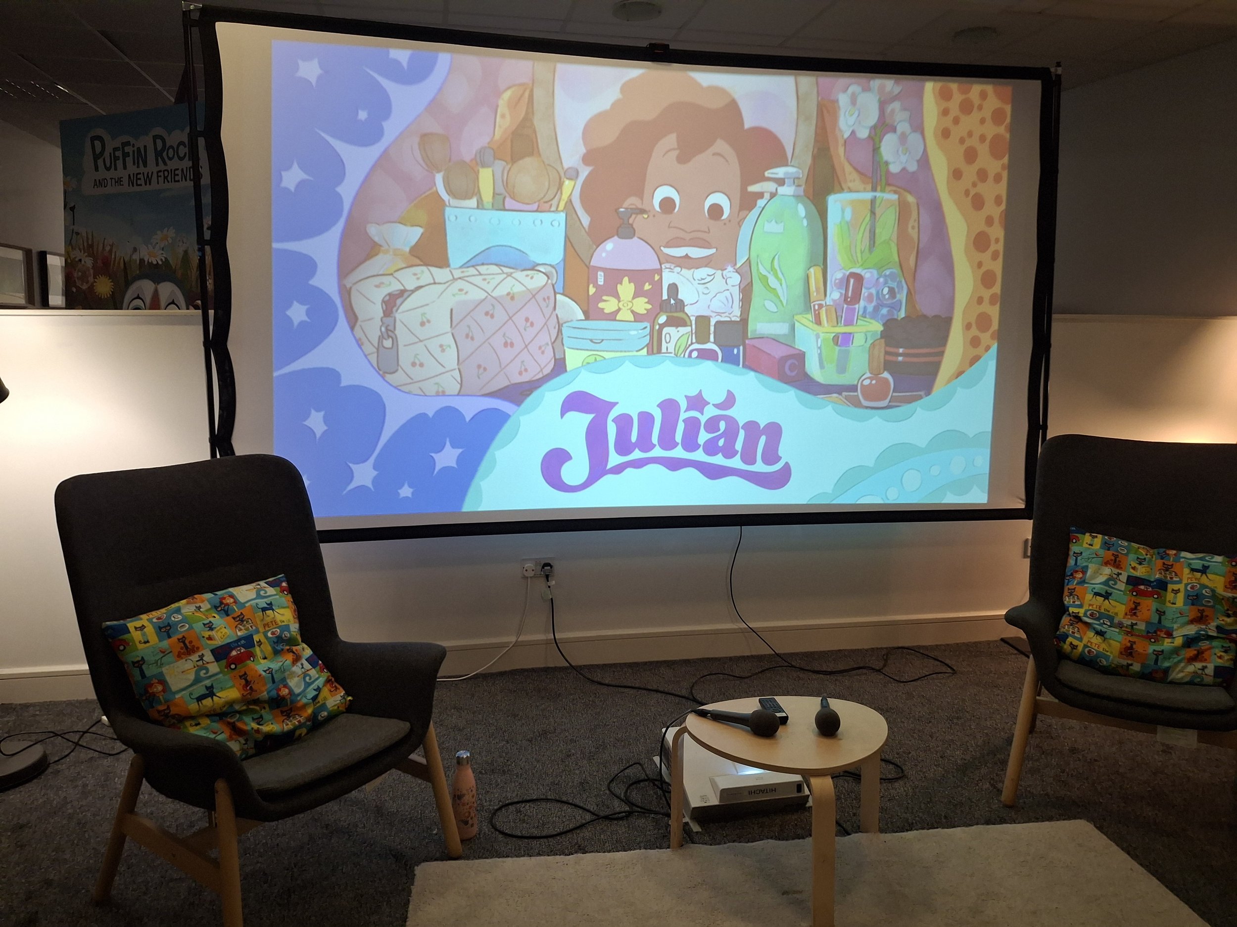 Getting ready for the Q&A at Cartoon Saloon for Julian
