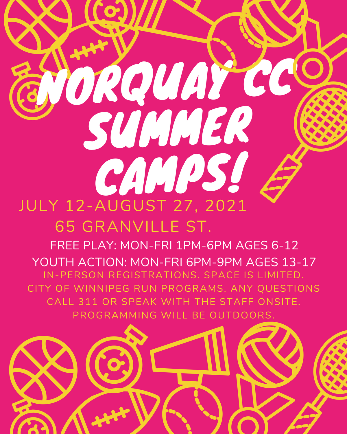 July youth summer camps at Norquay Community Centre