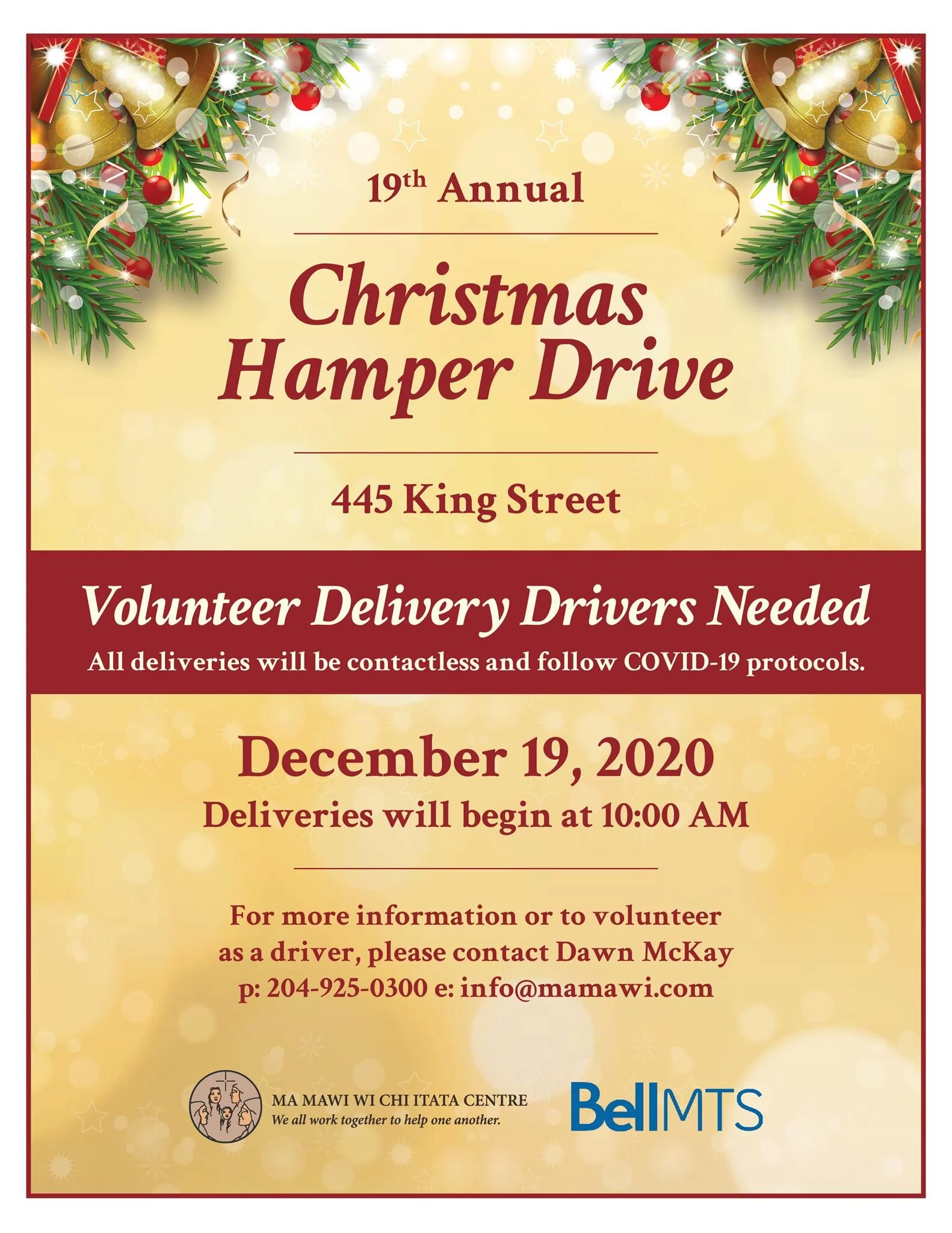 Volunteer Drivers Needed! Ma Mawi's Christmas Hampers, December 19