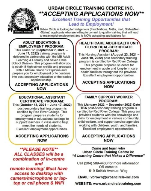 Urban Circle Training Centre  Training Opportunities! Apply now!