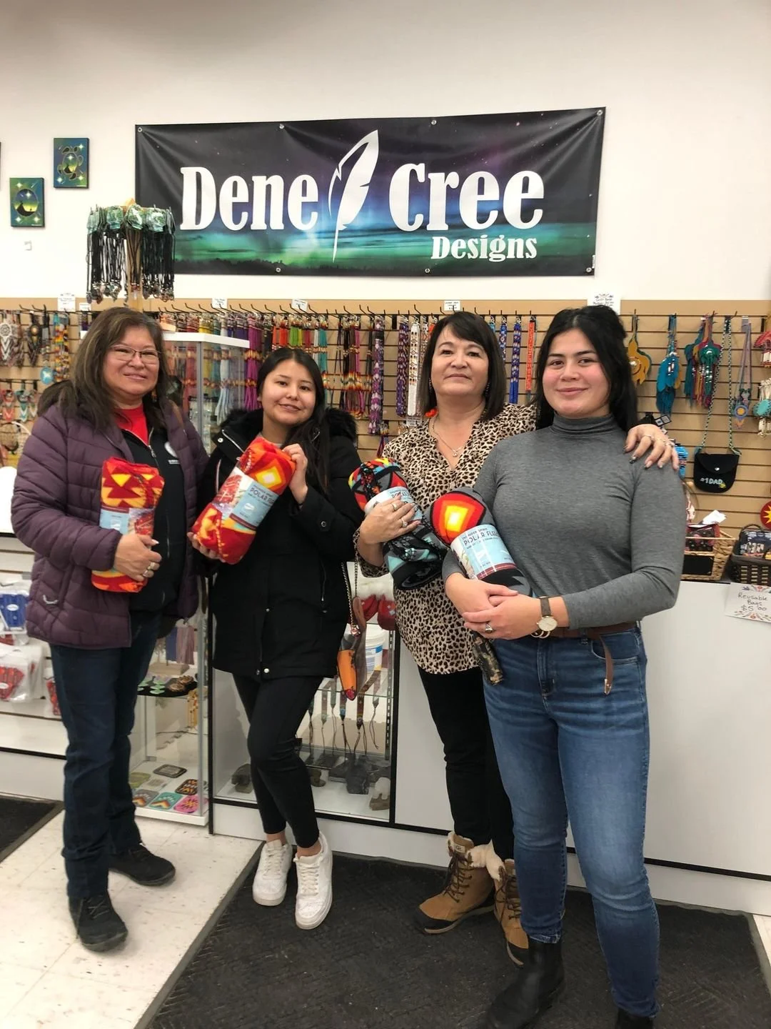 Dene Cree Designs Donates Blankets for Senior Support Program Elder Gift Baskets