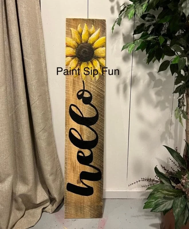 Hello Sunflower Porch Leaner - A Paint Sip Fun Class at New City Brewery