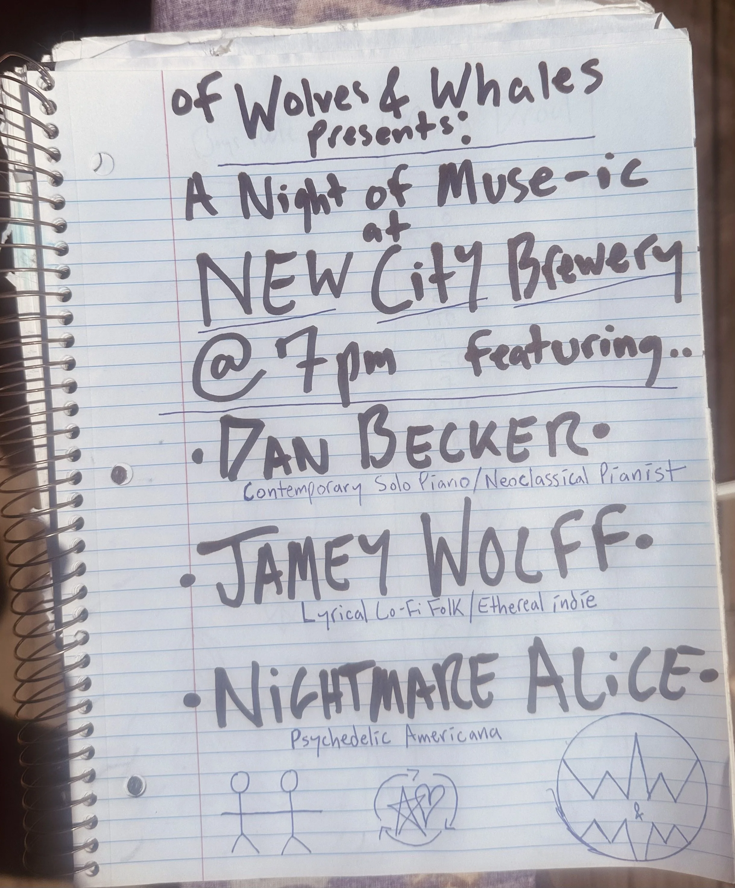 Of Wolves and Whales presents: Dan Becker, Jamey Wolff, Nightmare Alice
