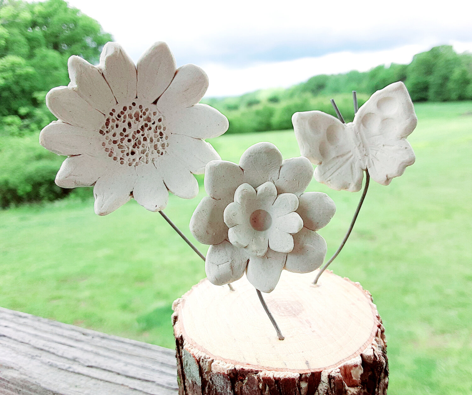 Flower Sculpture on Wood