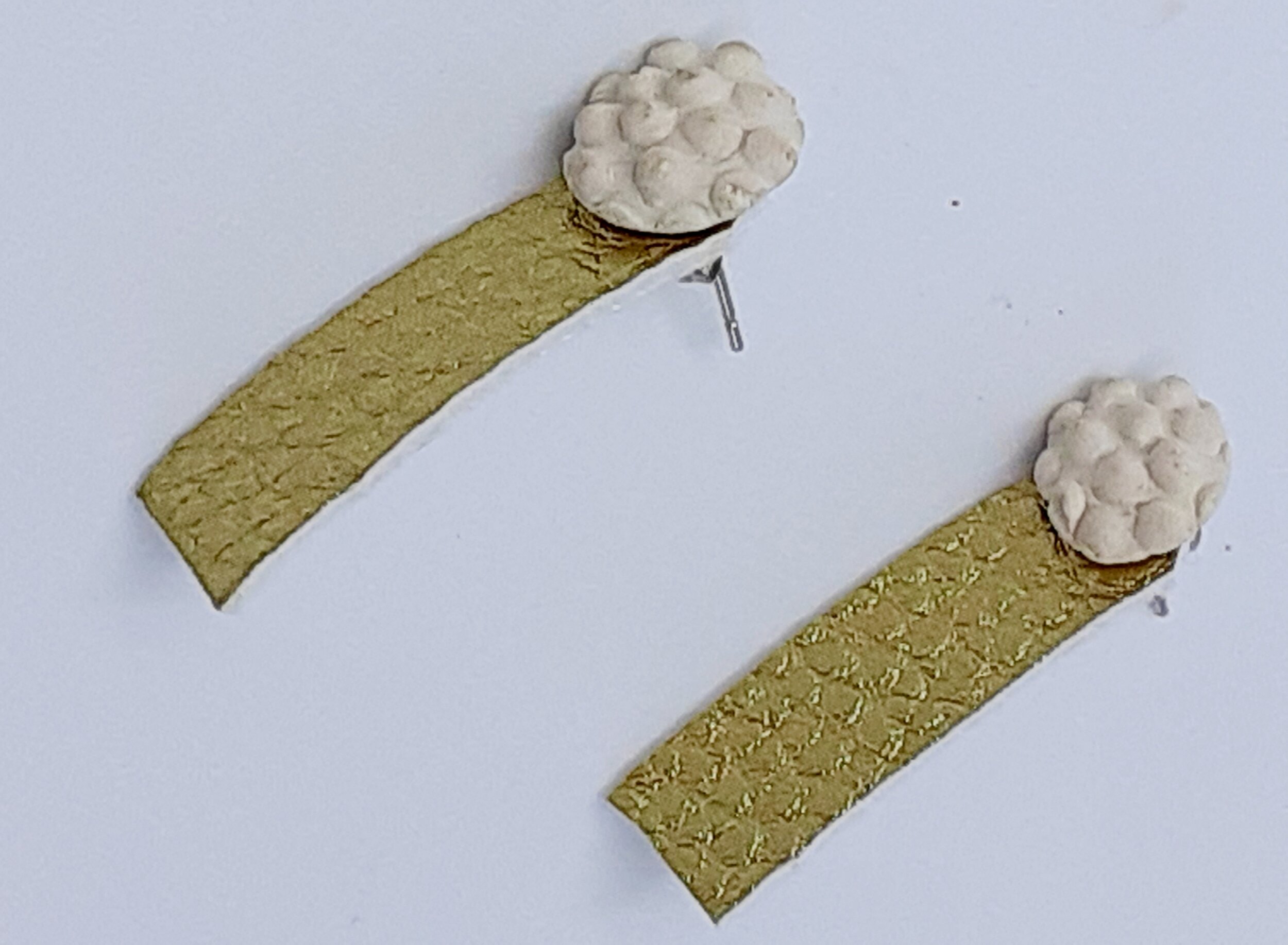 Vegan Leather &amp; Clay Gold bar earrings