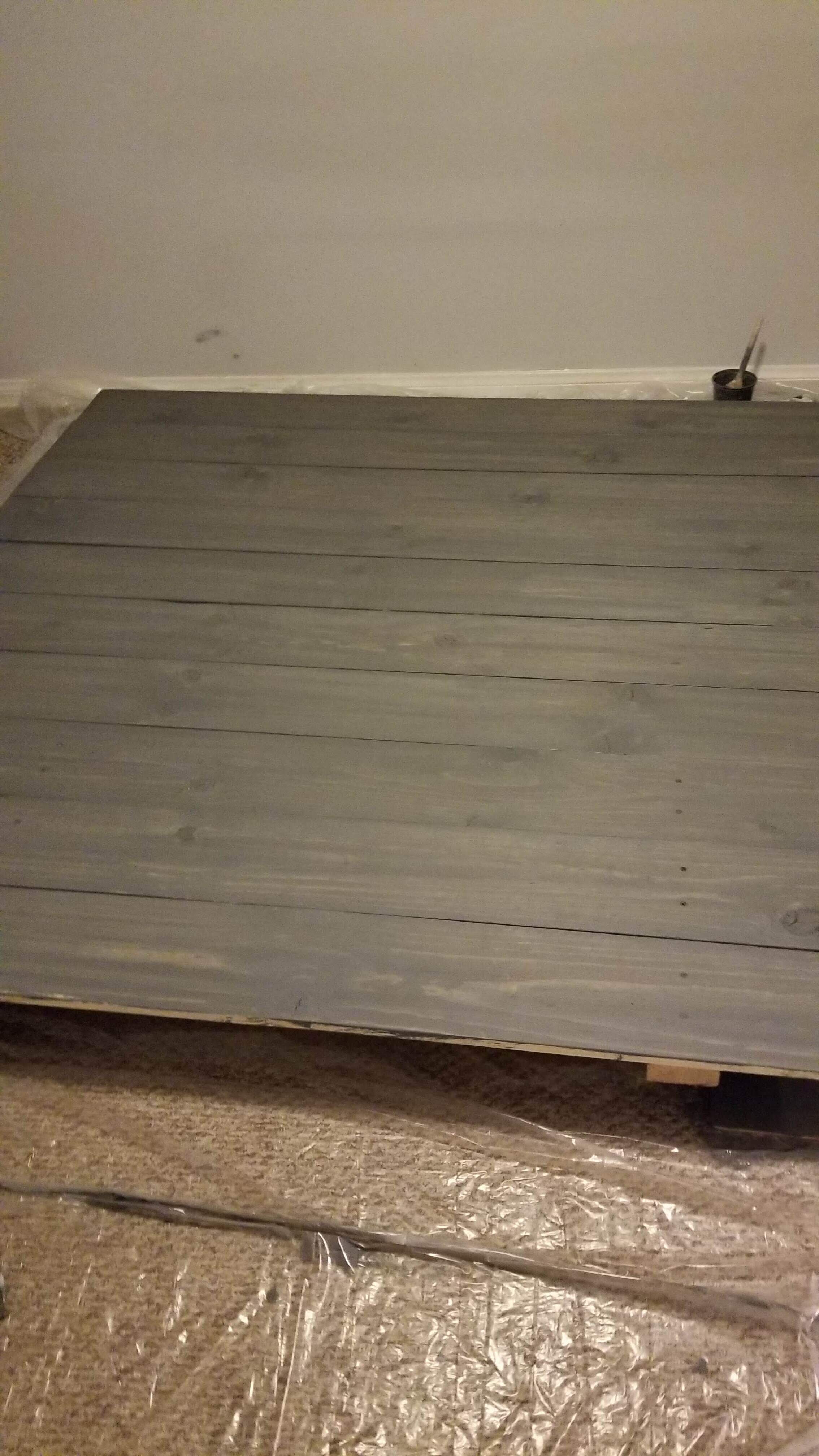 Step 4: stain the wood and add the shelves in the back.