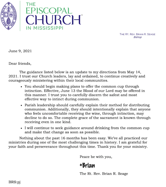 Bishop's Letter: Bread and Wine