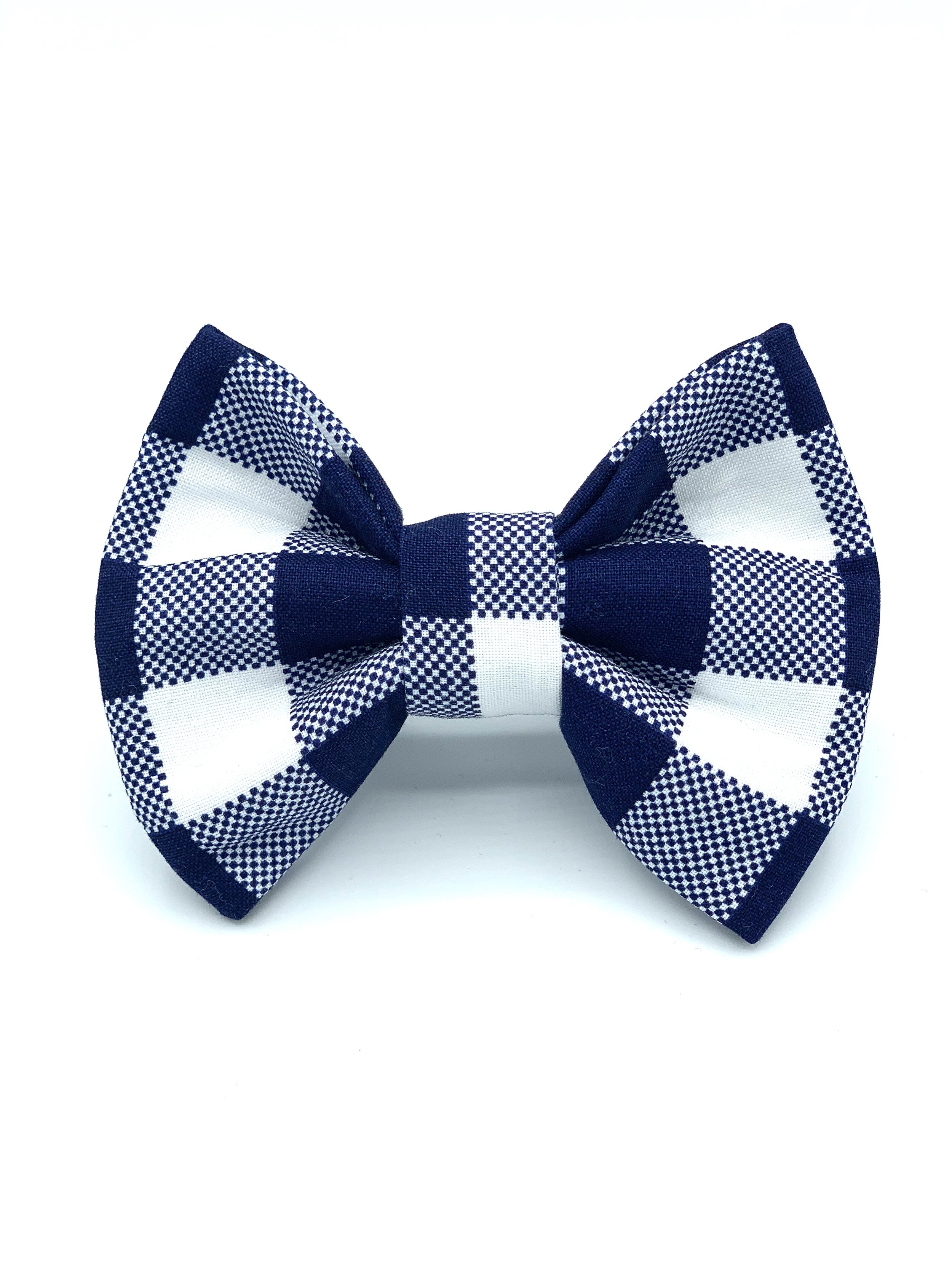 Blue and White Plaid Bow