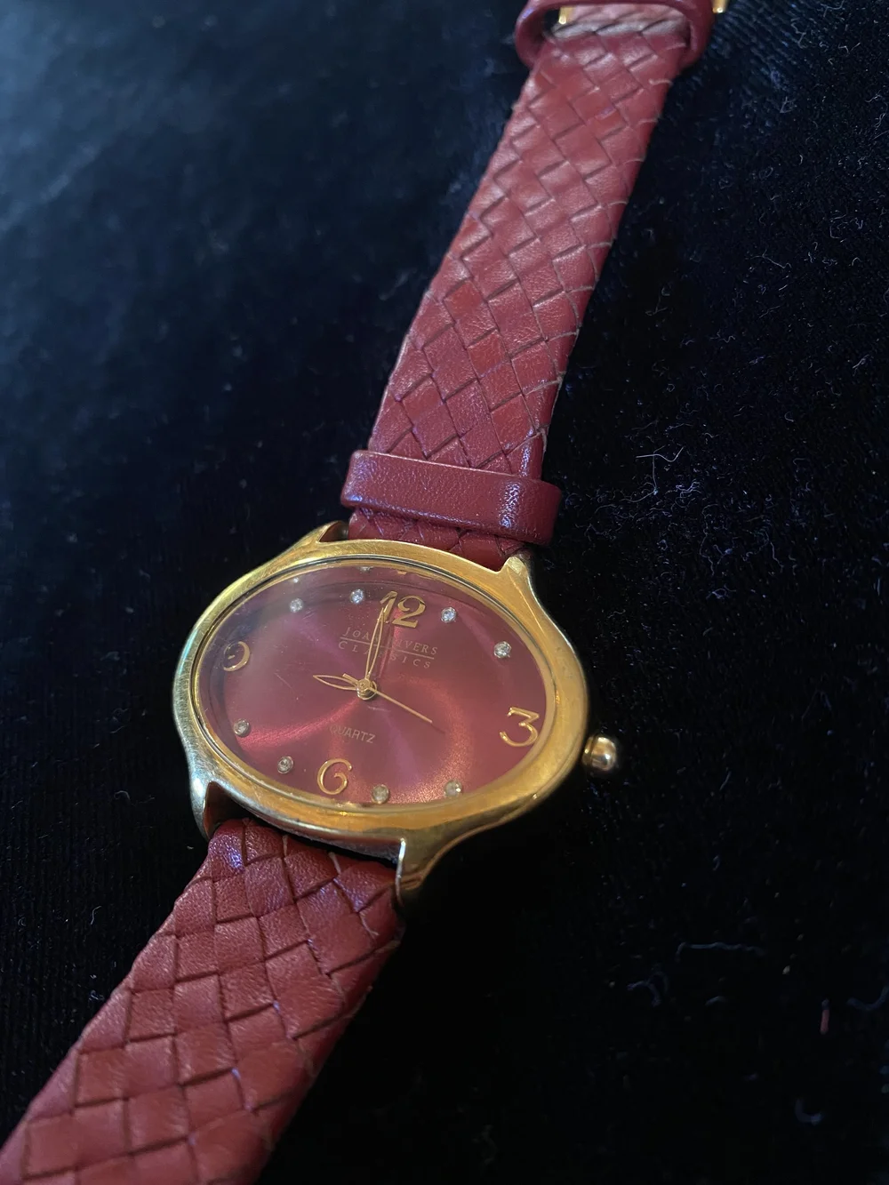 Joan Rivers Red Leather Quartz Watch — Goronson Farm display picture 1