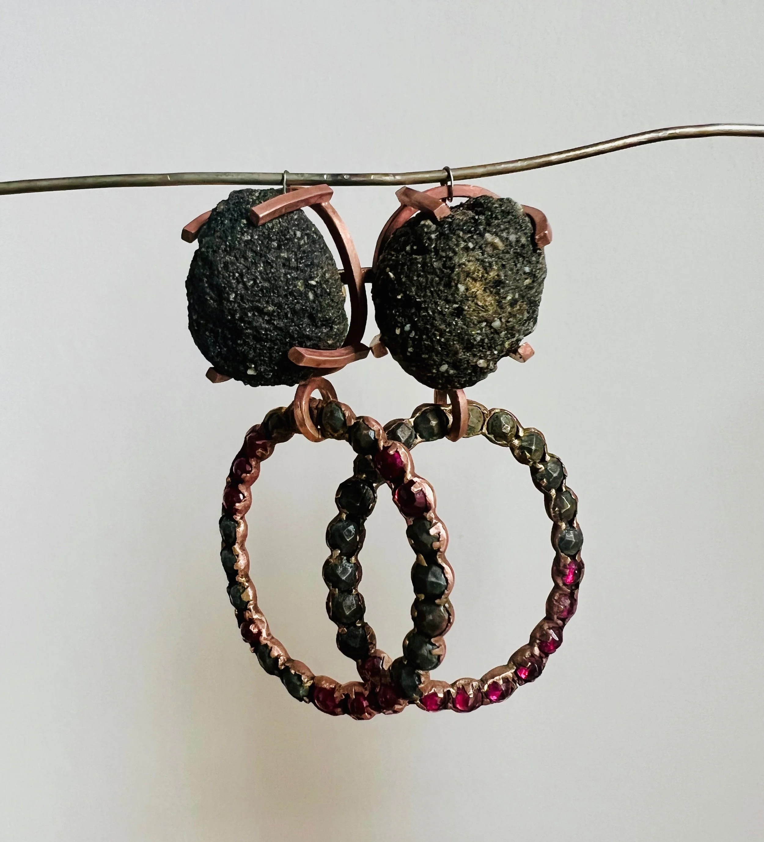Coal waste, sterling silver, steel and rubies
