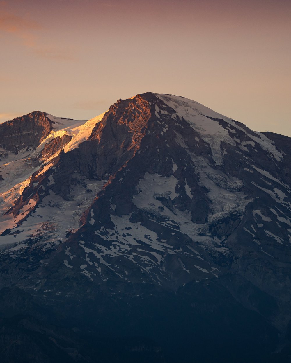 Sunset closeup of Mount Rainier
