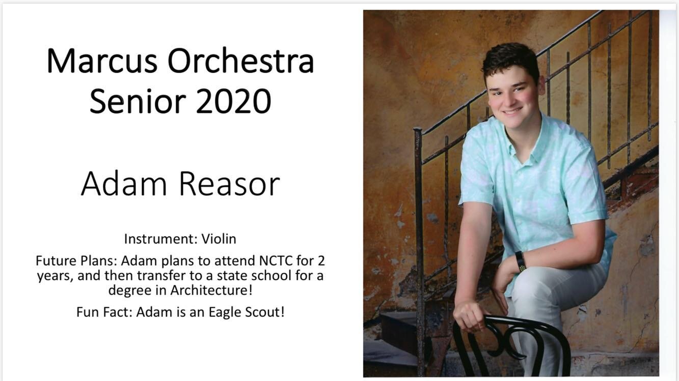 Our Marcus Orchestra senior of the day is Adam Reasor! 🎻🎼