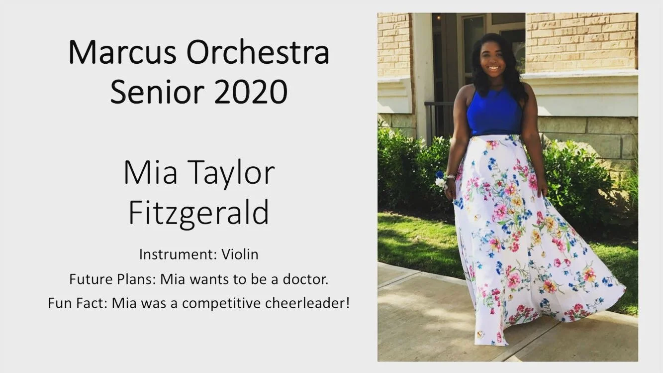 Our featured Marcus Orchestra senior of the day is Mia Taylor Fitzgerald! 🎼🎻