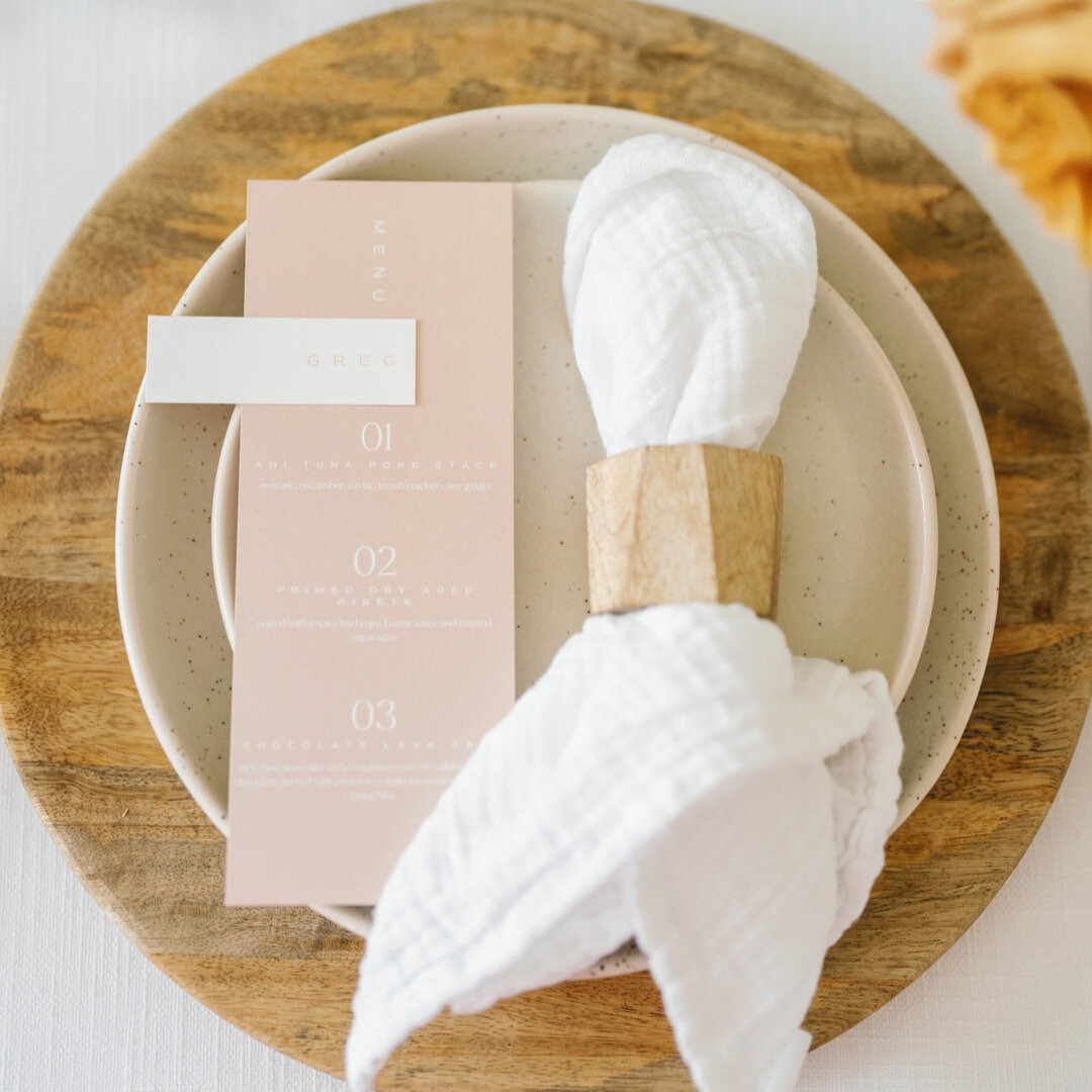 Sneak peek at one of our Paper Studio offerings -- Place Cards, Escort Cards, and Dinner Menus​​​​​​​​​&bull;​​​​​​​​
&bull;​​​​​​​​
This service allows your guests to feel like VIPs for the day by personalizing their table settings.

Pro Tip: Opting