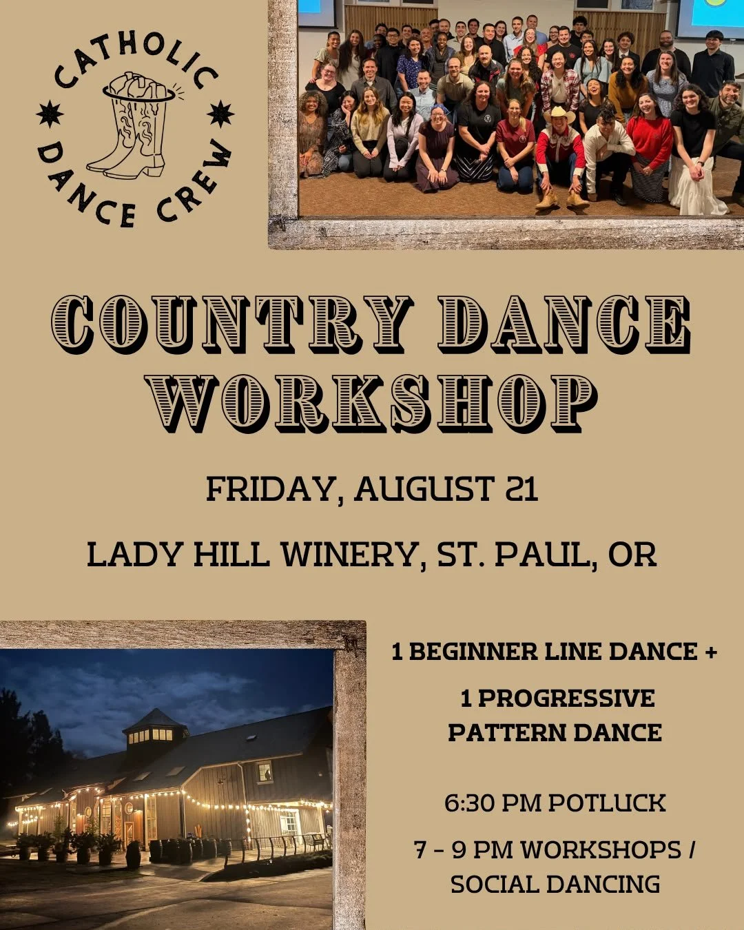 Portland Catholic Dance Crew Country Dance Workshop (for those aged 21 and older)