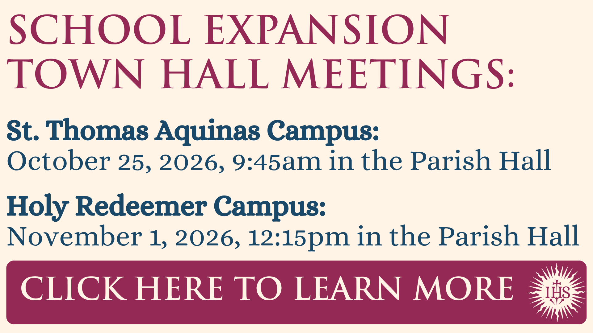 Columbia River Catholic School Expansion Town Hall Meetings