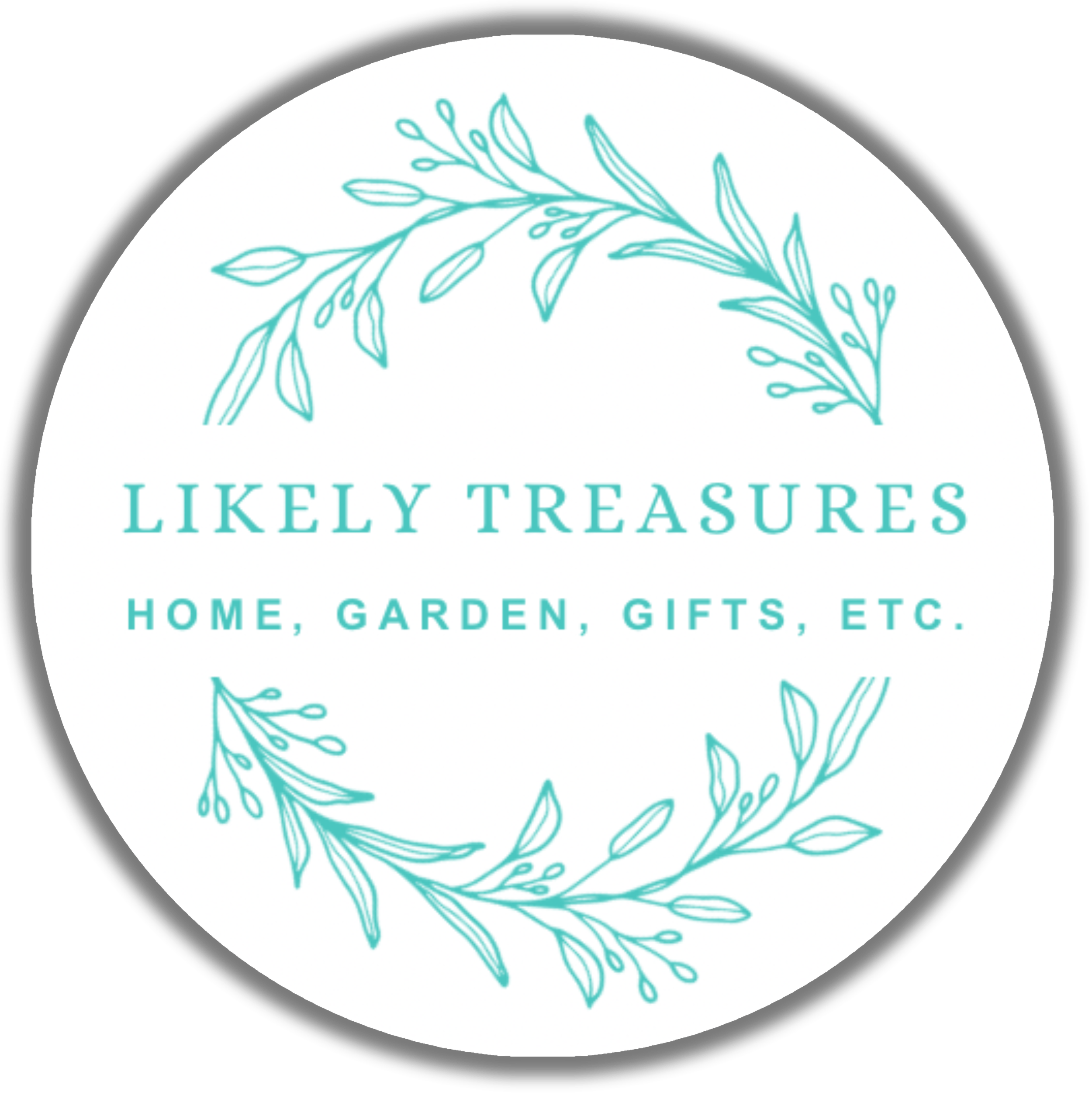 A White Logo with light green lettering, green circlet of leaves and flowers delicate