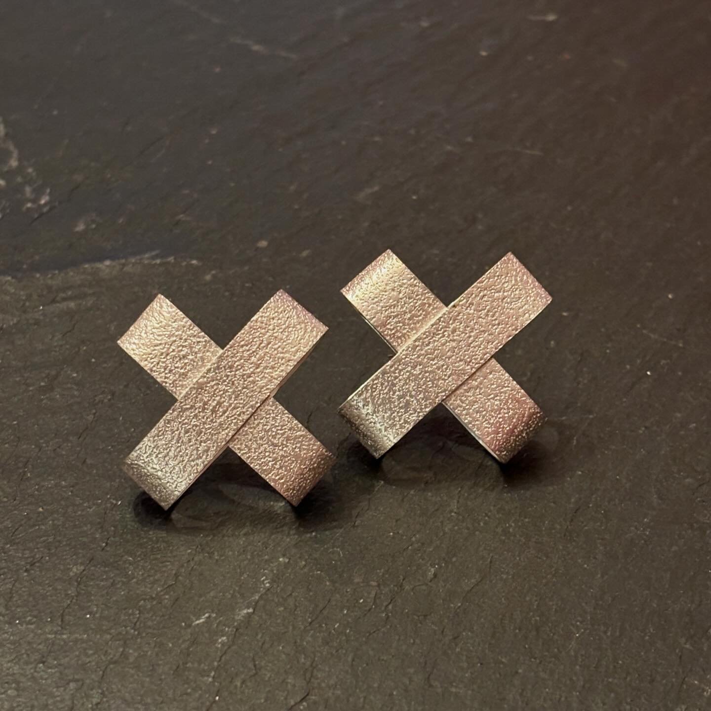 Large light-weight cross studs. Sterling silver.