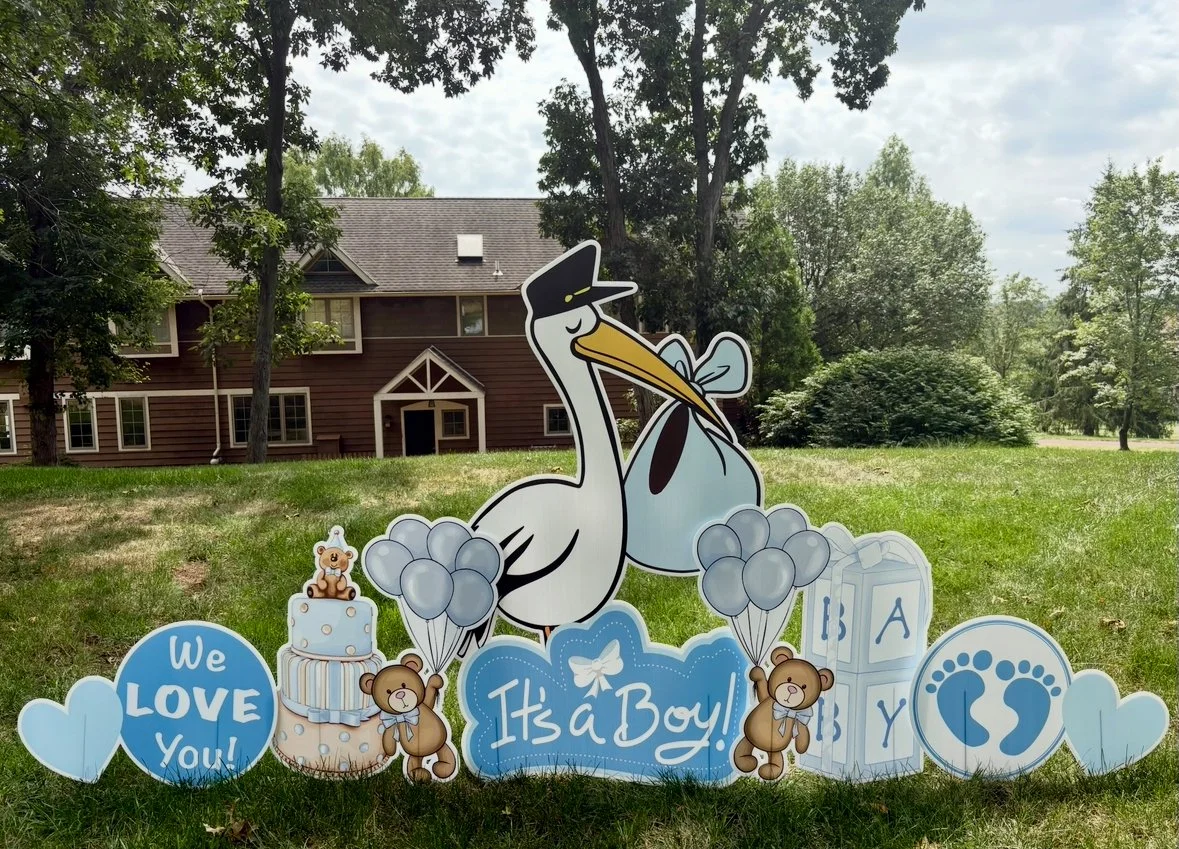 Classic Blue baby boy birth announcement yard sign