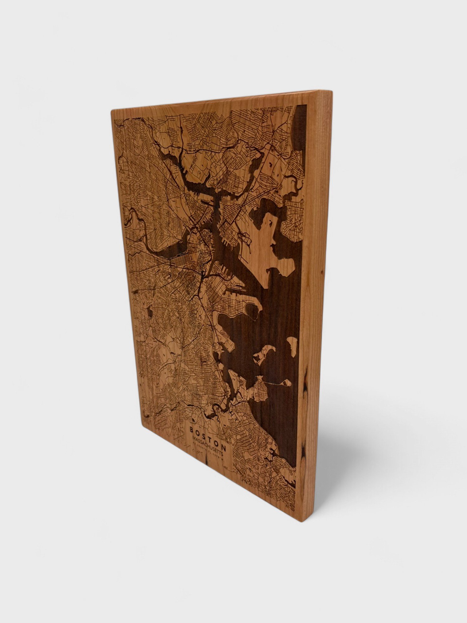 Boston Laser Etched Wall Map