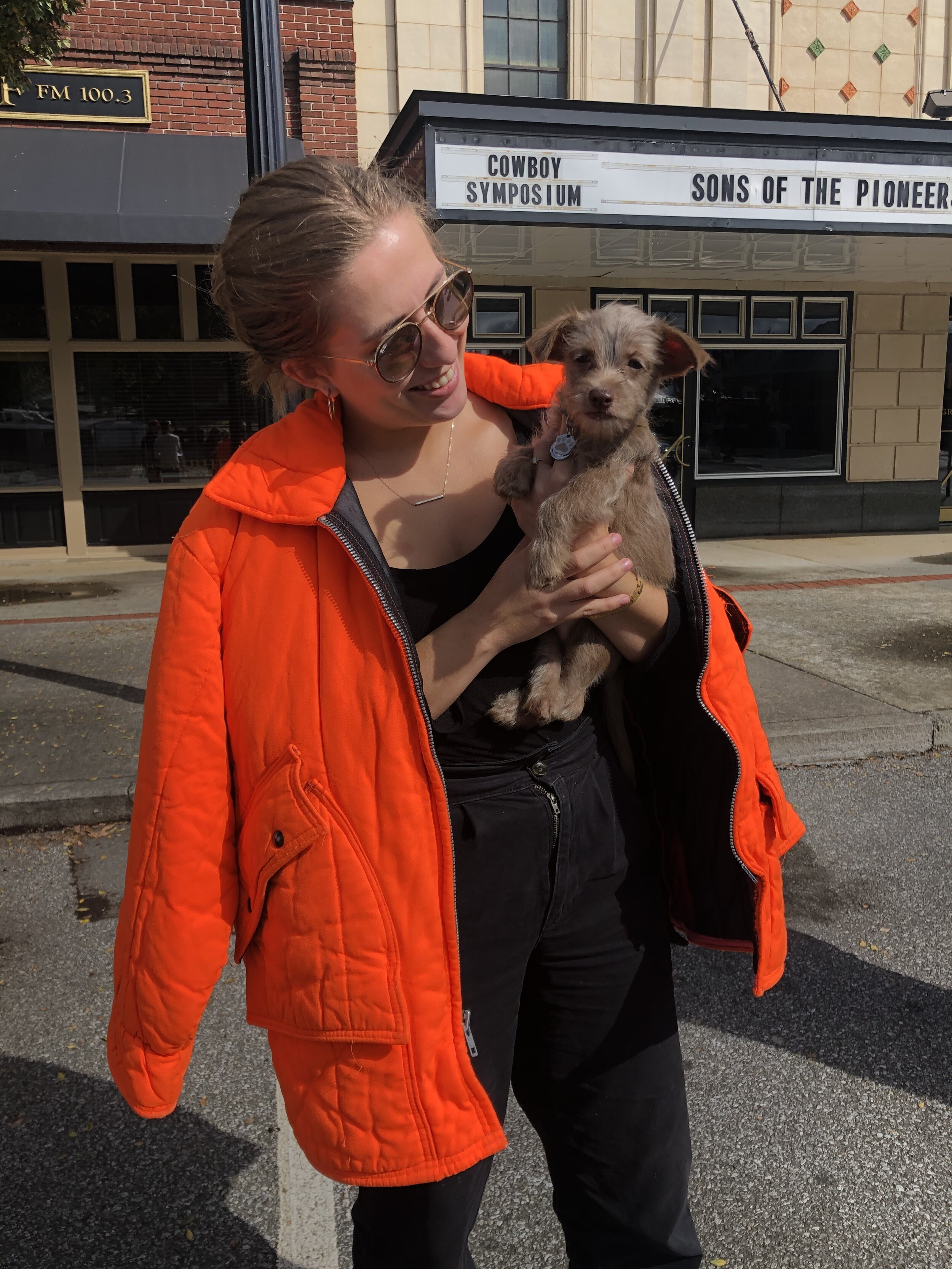 Atlanta, GA. And art director fawns over an adorable pup on a location scout.