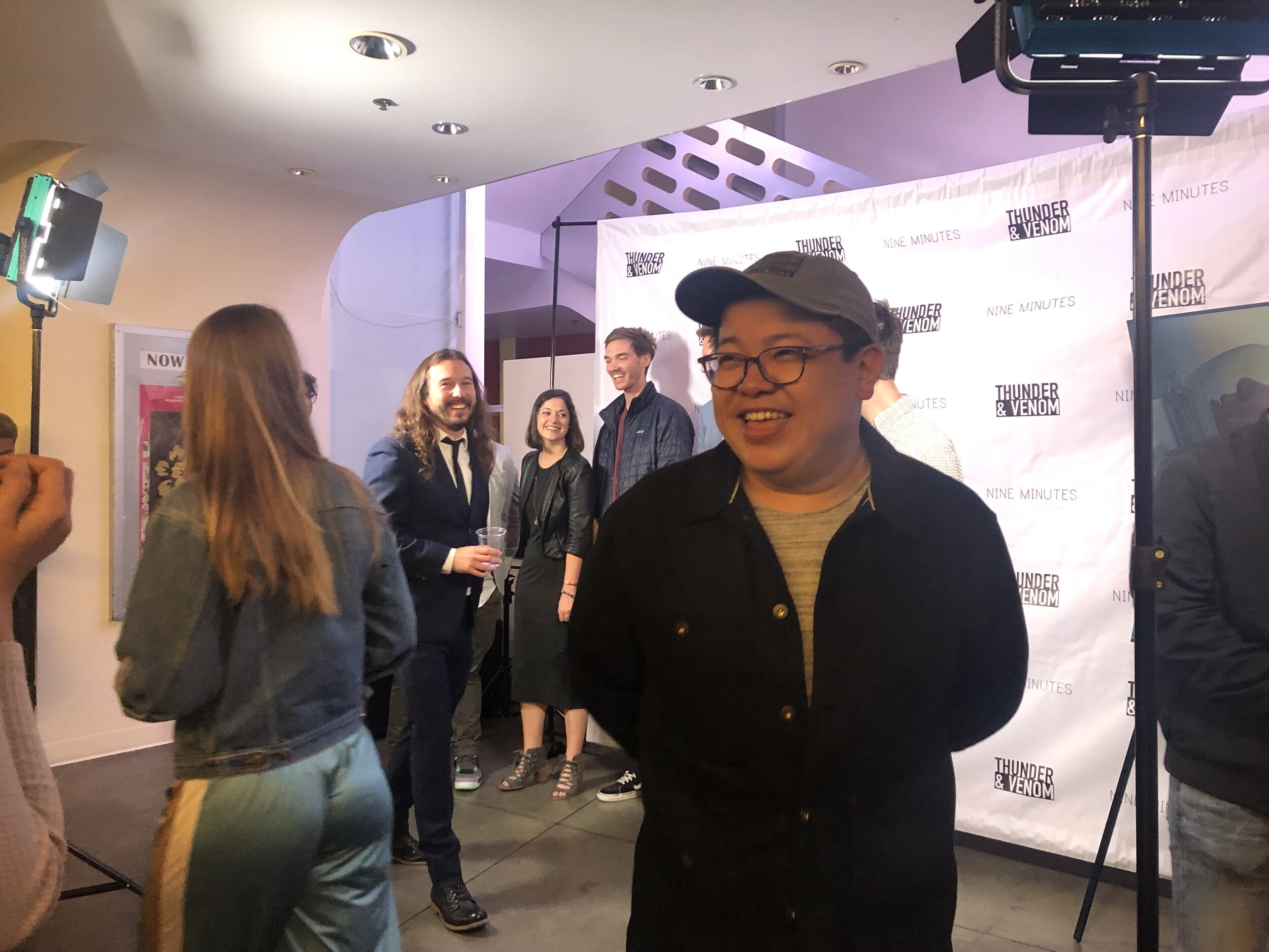 Sing Howe Yam enjoys conversation after a film premier in Los Angeles, CA.