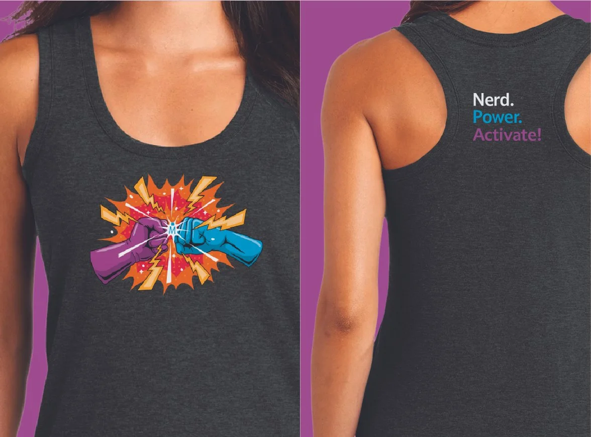 Tank-top promoting "Nerd. Powers. Active!" slogan