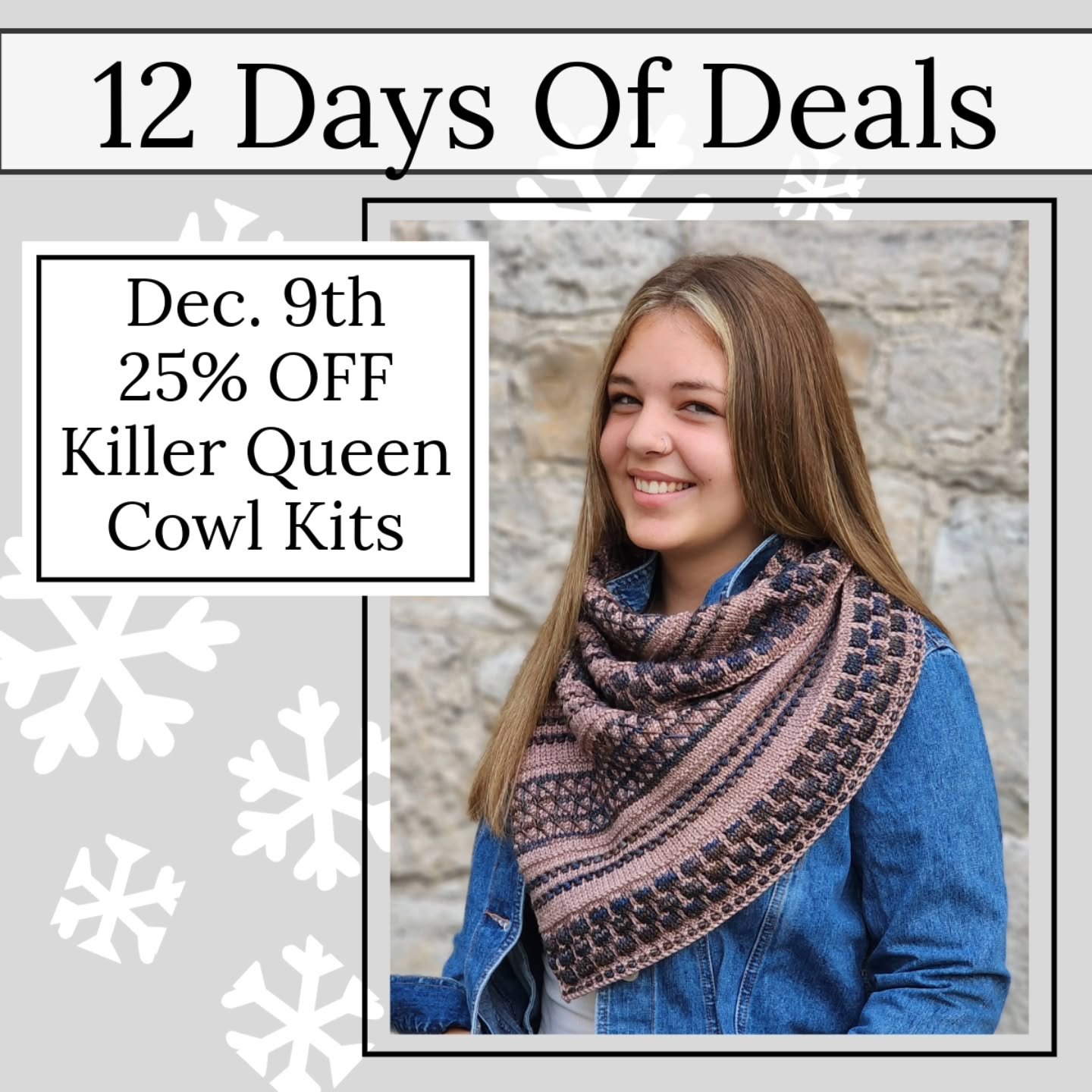 Today is the 9th day of our 12 Days of Deals...and it would be the perfect gift for the knitter on your list.

Today Only
Receive 25% OFF Killer Queen Cowll Kits.
$54.00 (Reg. $72.00)

Shop our great selection of colour combinations in-store from 11 