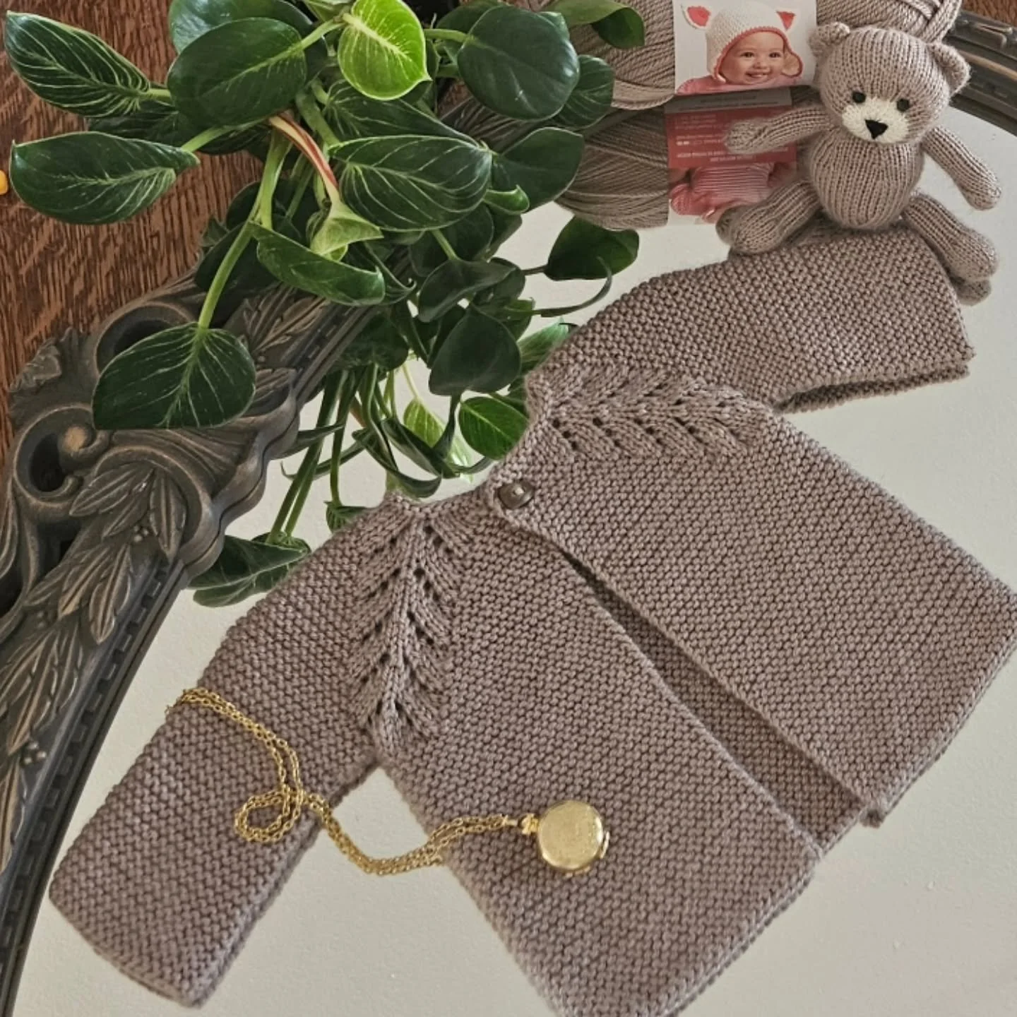 The Norwegian Fir Cardigan designed by @ogeknitweardesigns and Bidzi Teddy designed by @vknitb are just 2 of the cutest little shop samples we have knit with this months yarn of the month....Bernat Softee Baby.

Can you believe that just 1 ball of Be