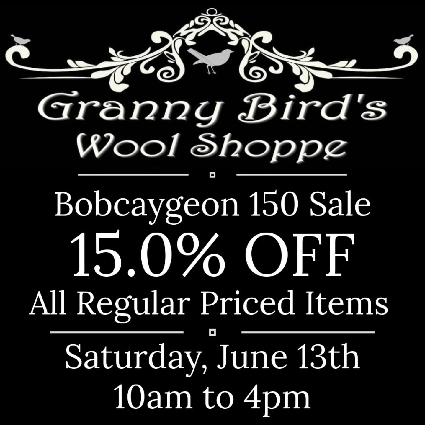 Bobcaygeon's 150th Anniversary Celebratiion Sale!

We're celebrating 150 years of Bobcaygeon this Saturday, June 13th, and you're invited to join the festivities!

 * Save 15% OFF all regular priced items storewide
(Excludes pre-made items)

Whether 