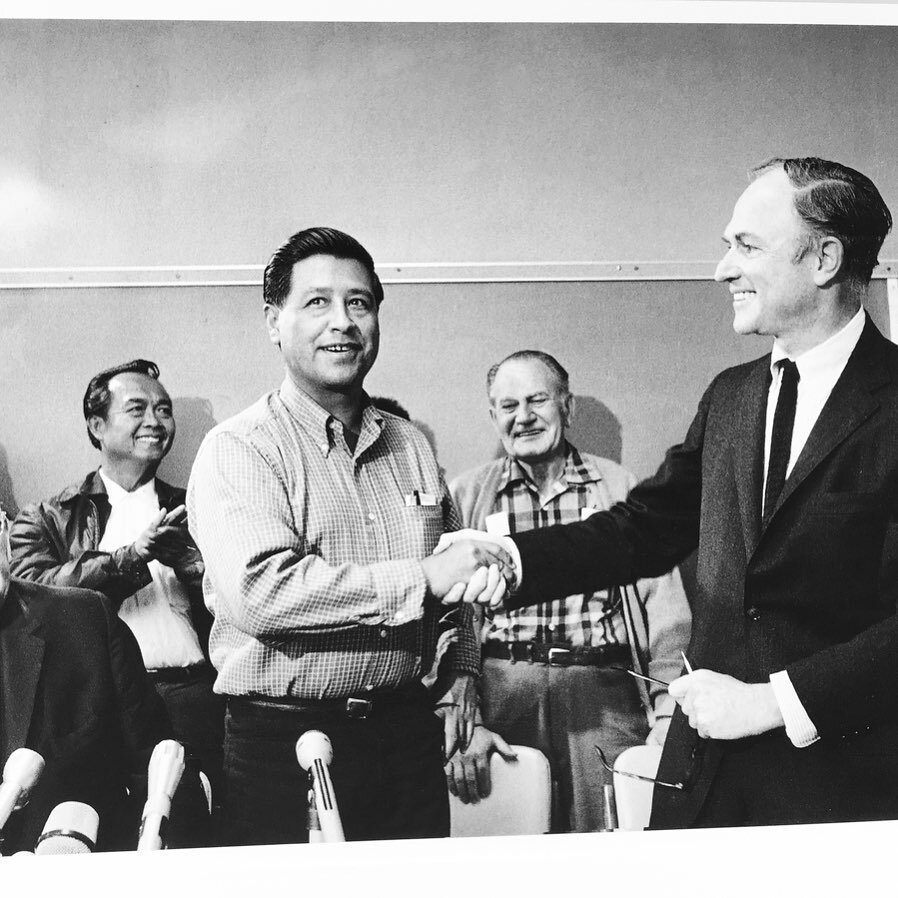 In 1970, my father Lionel Steinberg, shown here with C&eacute;sar Ch&aacute;vez, signed the historic first-ever Collective Bargaining Agreement with Ch&aacute;vez&rsquo; United Farm Workers.  Lionel was a table grape grower in the Coachella Valley an