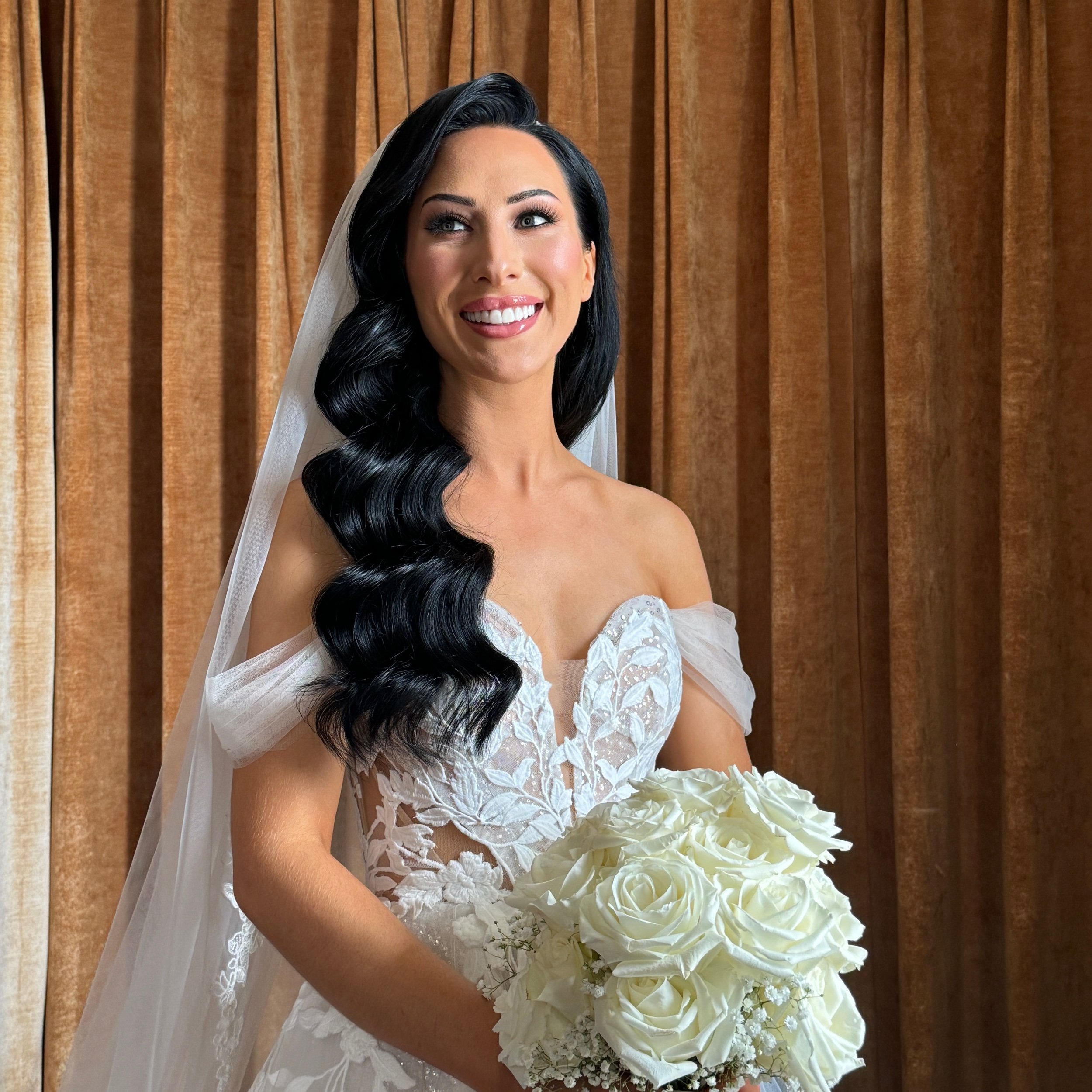 Bride’s wedding hair in Galway city with veil Glam Waves
