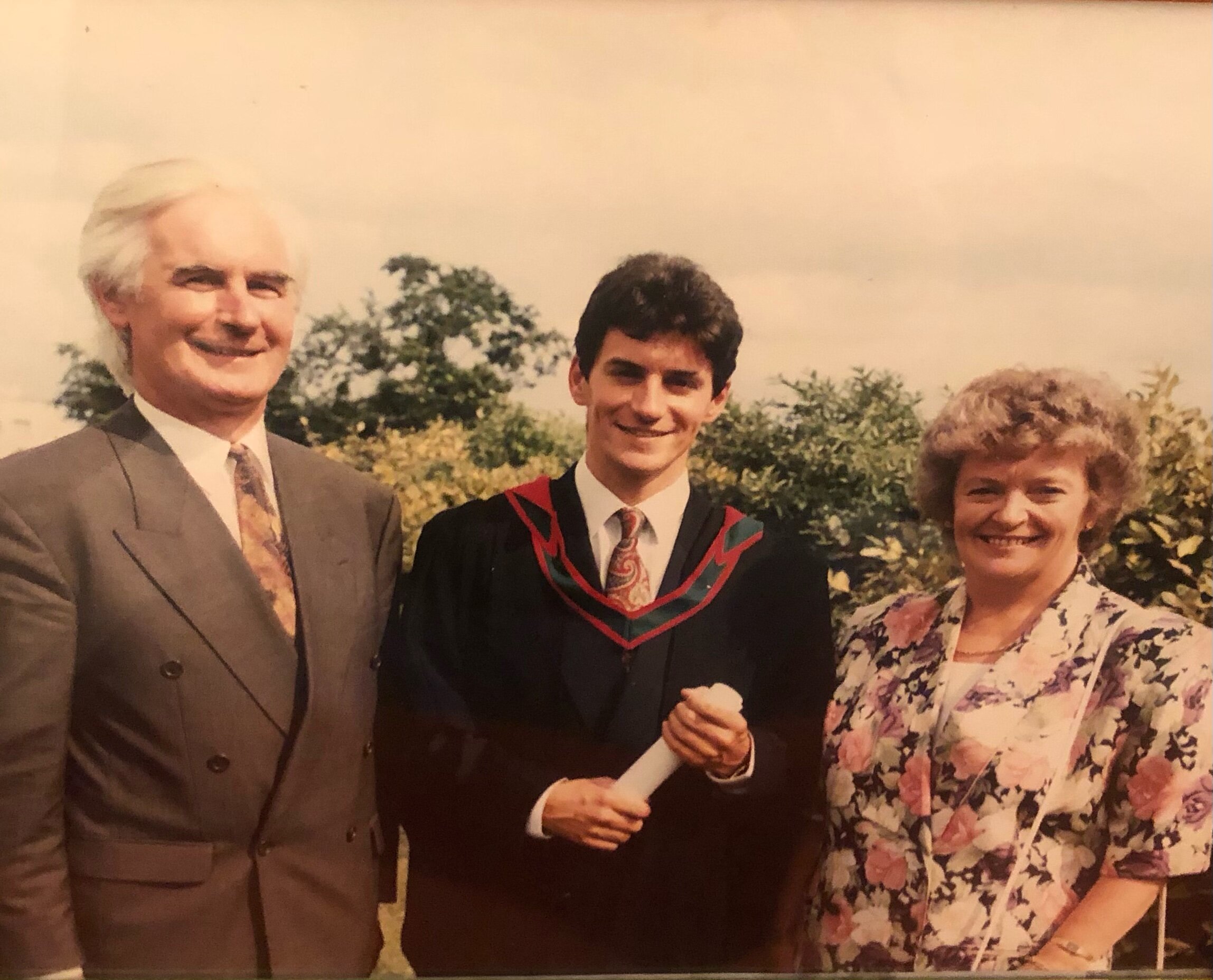 At my graduation in 1992 with my mum and dad.