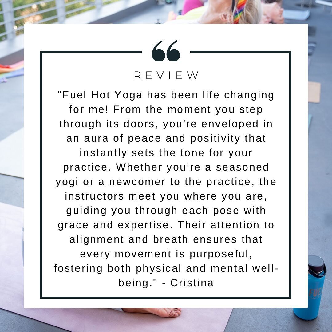 We love hearing what our students have to say about their experience at Fuel. 🥰 Thank you Cristina! We love our yoga community!! 💕

Ready to take your first class with us and feel amazing?! 🔥 

➡️Get your 1st month of unlimited classes in studio a