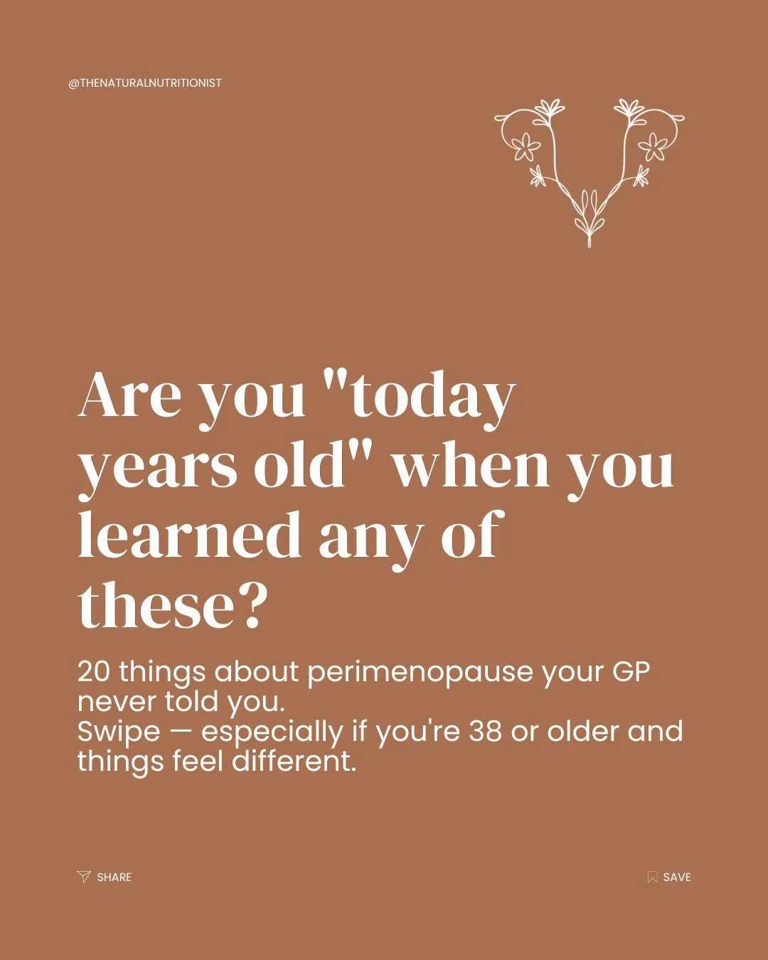 Tell me what number surprised you the most below? 👇🏼🤍 It&rsquo;s #18 for me.

The average woman spends 4&ndash;6 years in perimenopause before she gets an accurate explanation for what she&rsquo;s experiencing. Four to six years of being told it&r