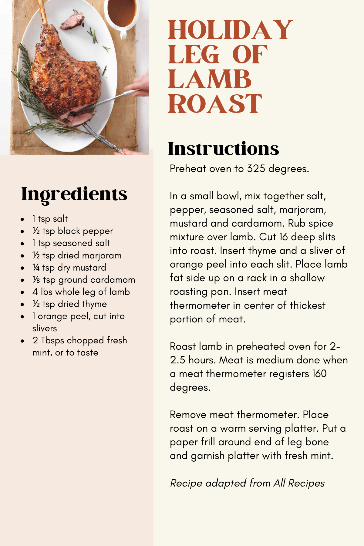 Holiday Leg of Lamb Roast