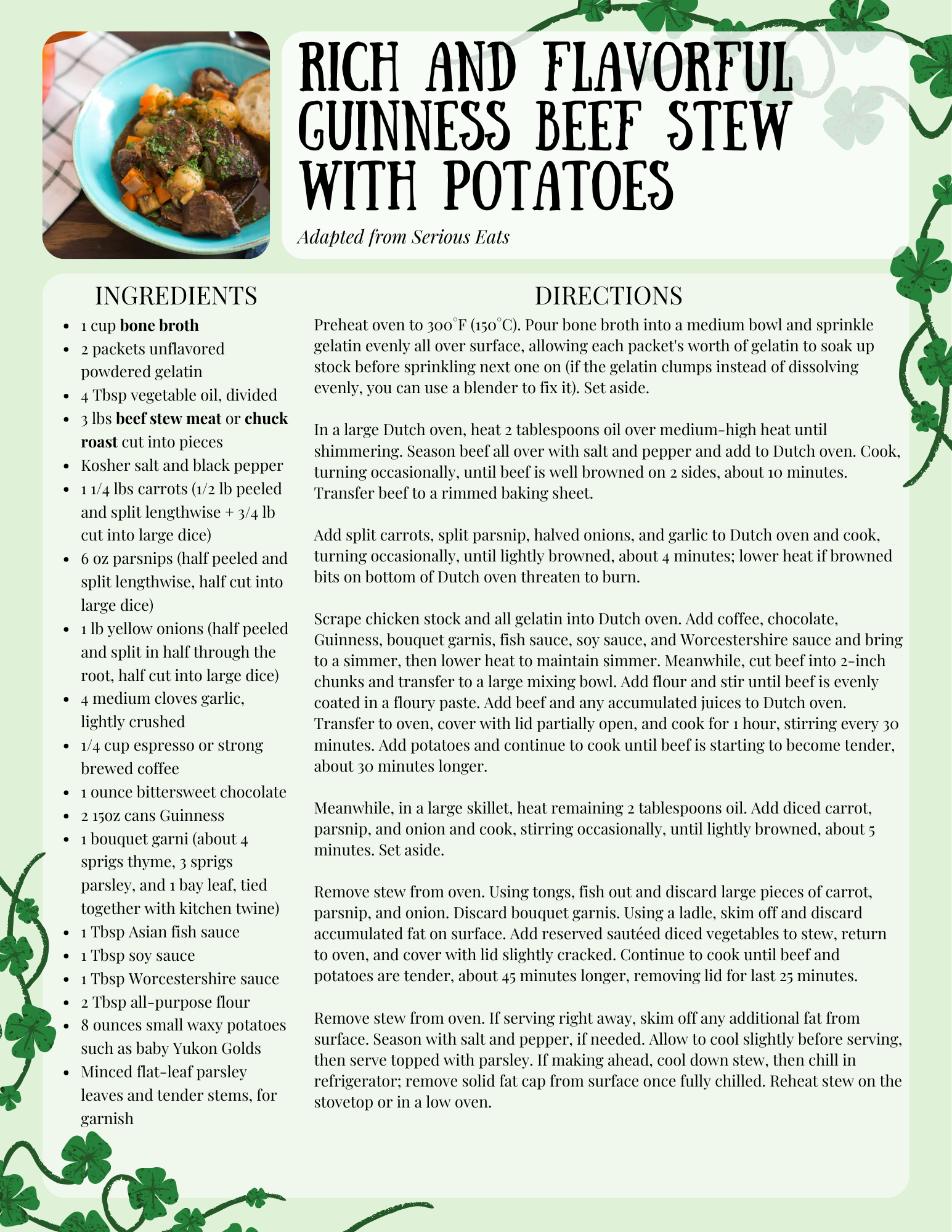 Rich and Flavorful Guinness Beef Stew With Potatoes