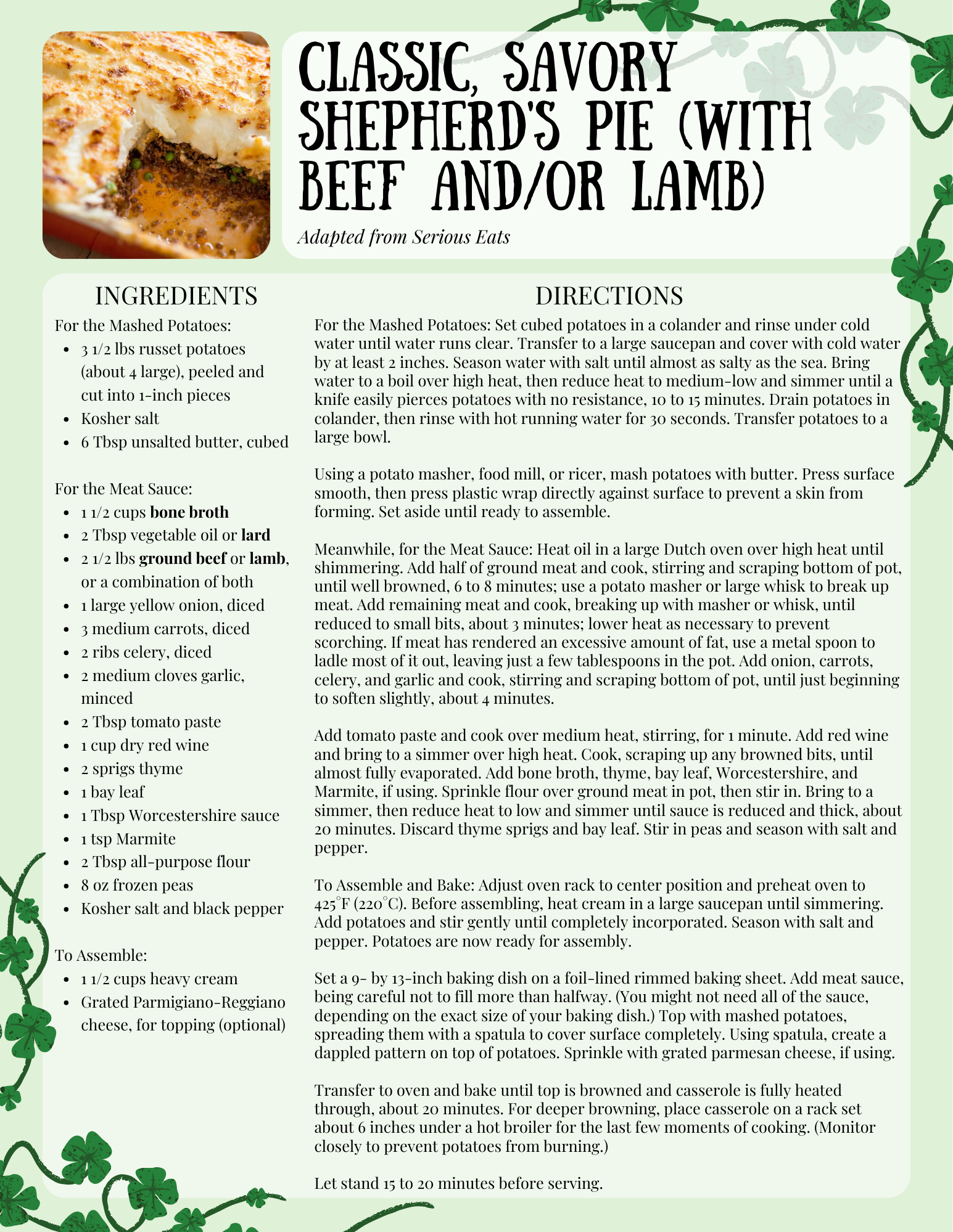 Classic, Savory Shepherd's Pie (With Beef and/or Lamb)