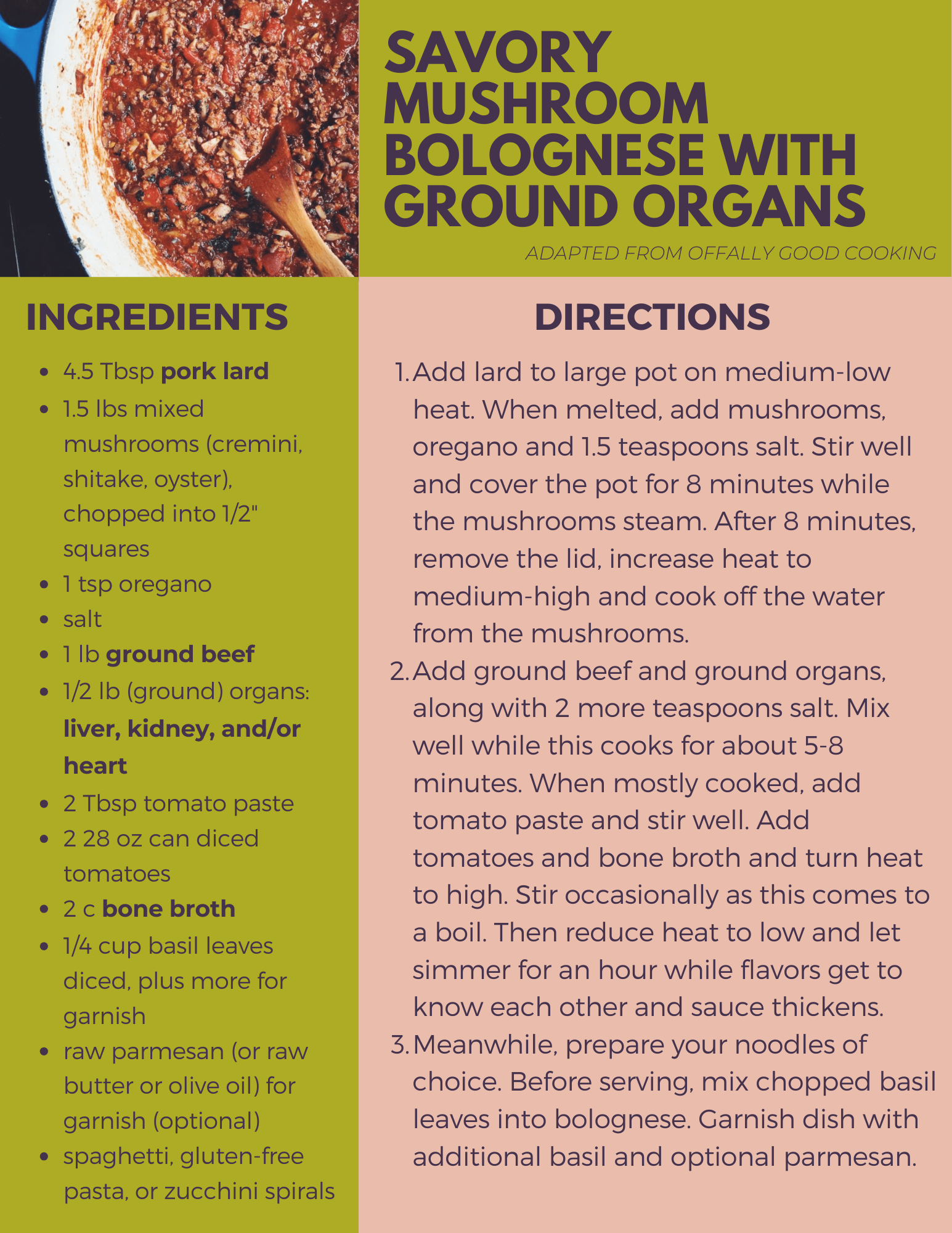 Savory Mushroom Bolognese with Ground Organs
