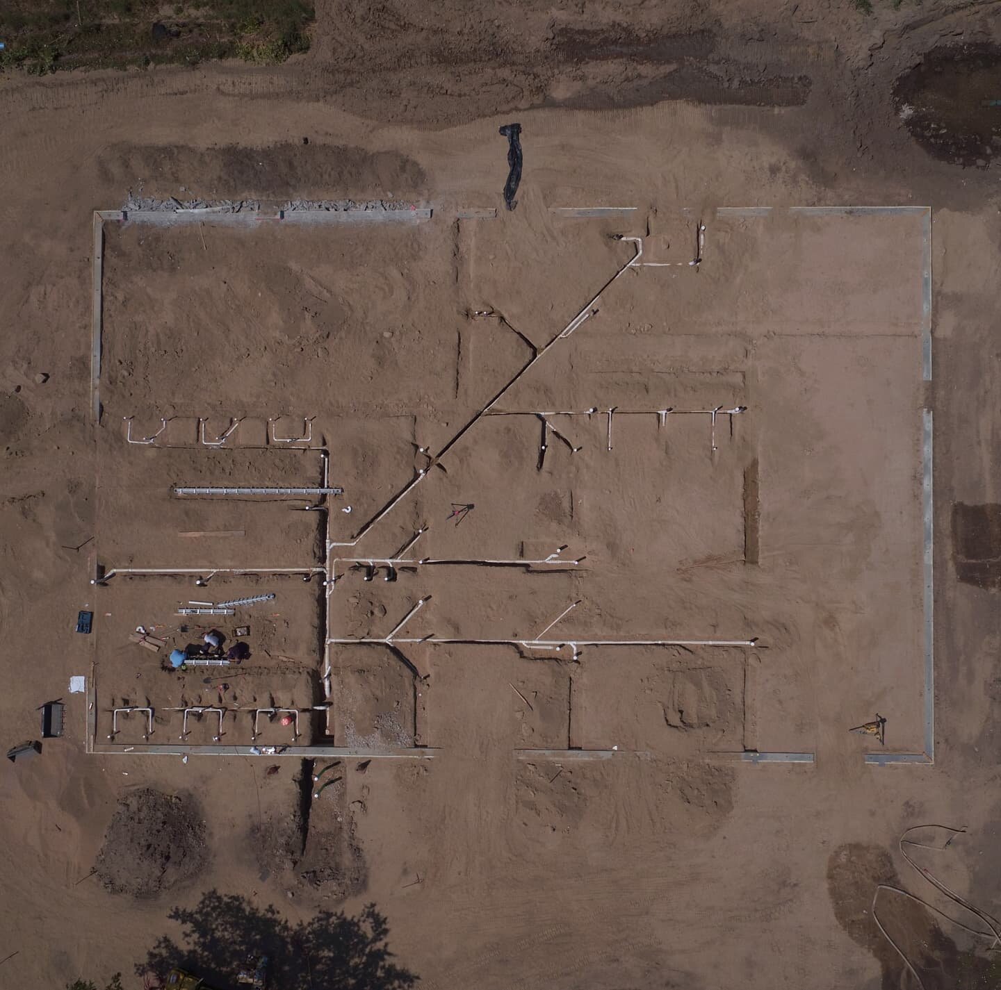 Plumbing. Never been asked to drone that before. Makes sense that before construction we can get an overhead shot of where all the pipes are running. This is the site of a new RV park in Evans, just north of Riverside Park. This was formerly a mobile